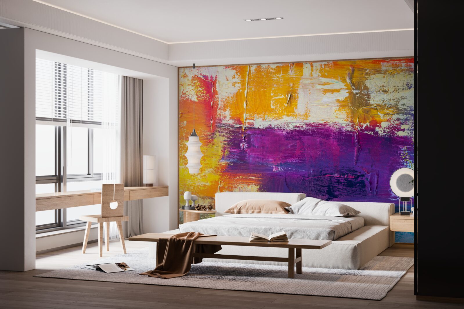 Фотошпалери захід сонця котедж біля ставка