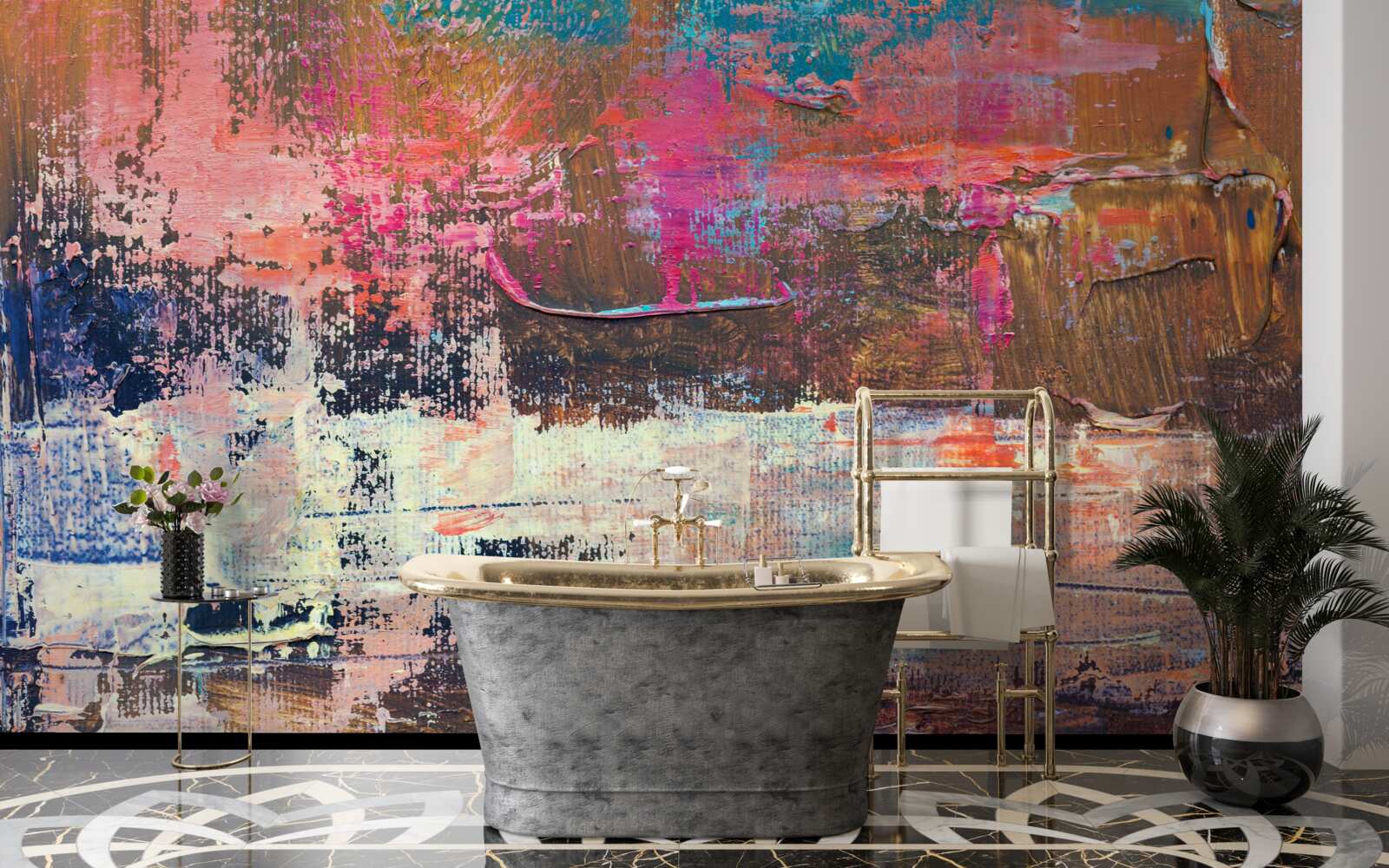 Фотошпалери захід сонця в лісі, забарвленому в рожеві відтінки