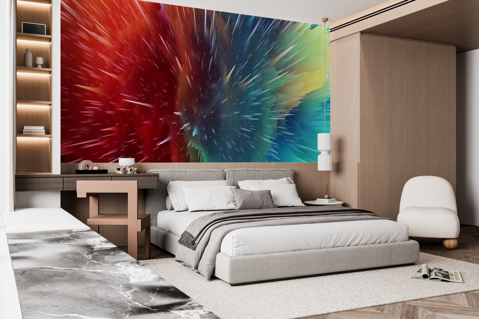 Фотошпалери червоні та сині плями