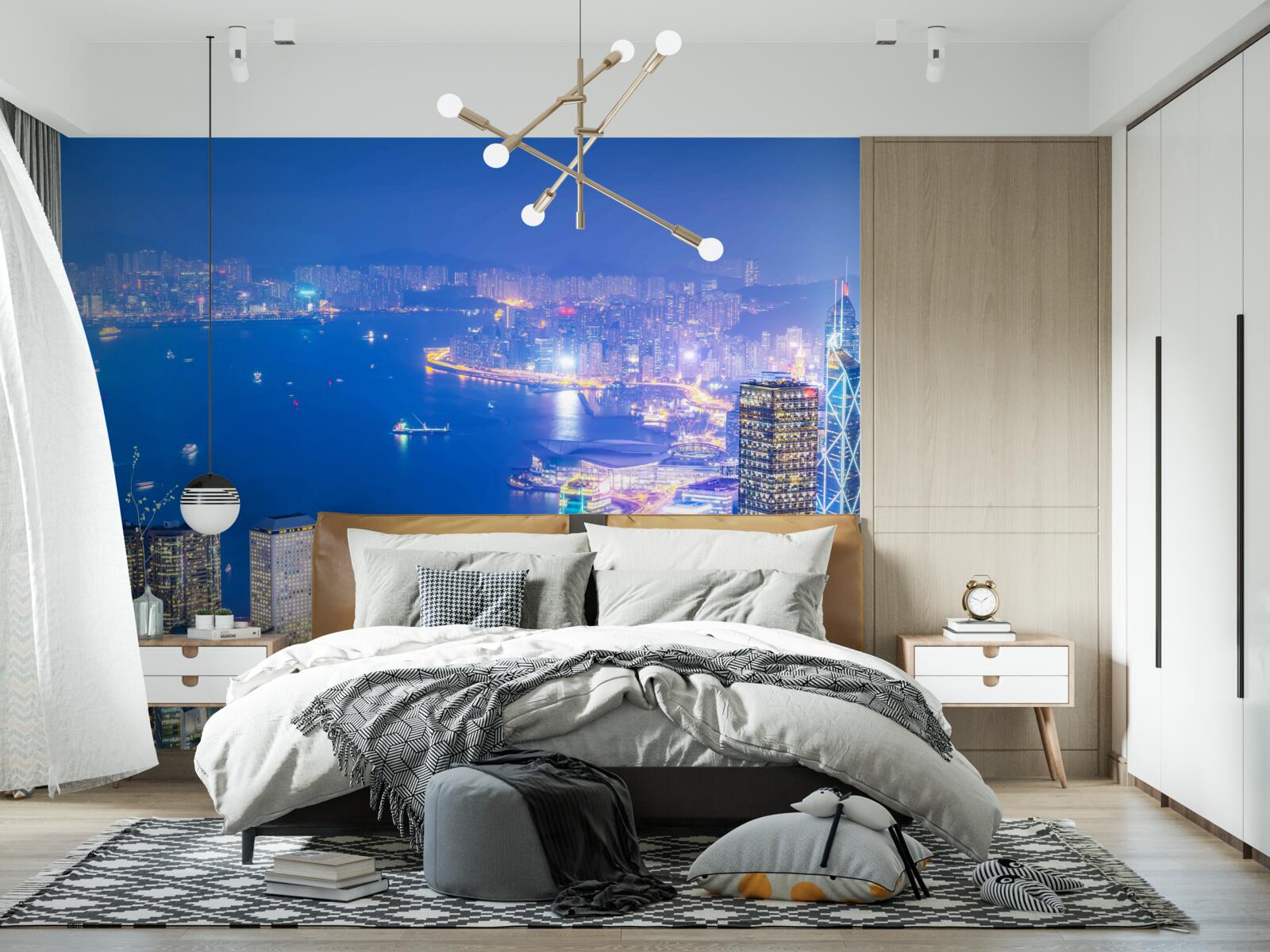 Фотошпалери заворожуючий нічний пейзаж гонконгу