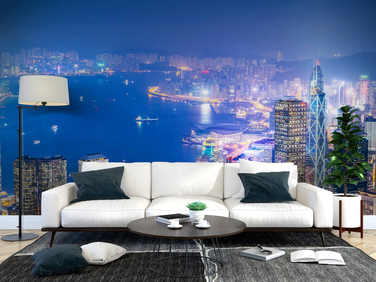 Фотошпалери заворожуючий нічний пейзаж гонконгу