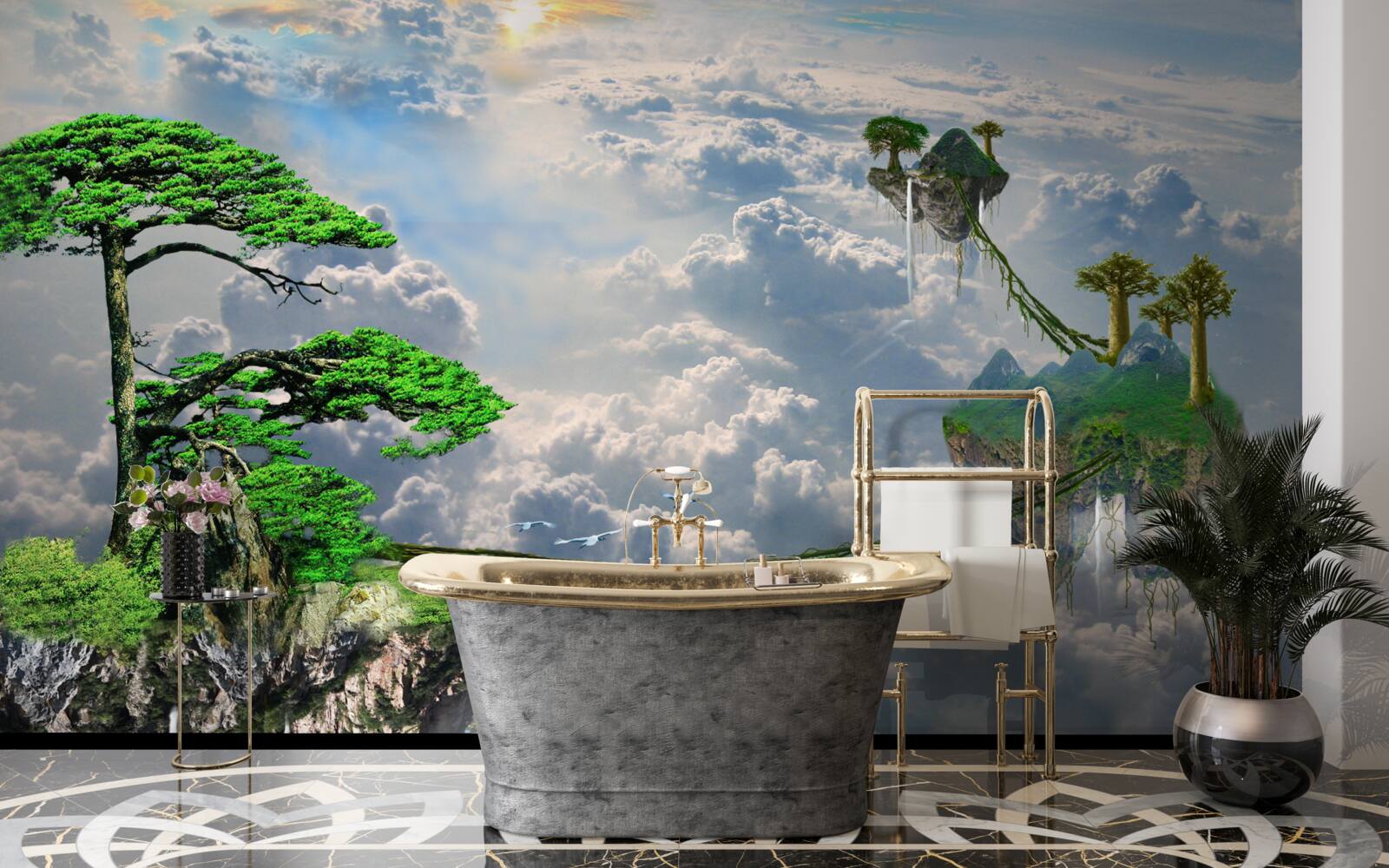 Фотошпалери острови, що пливуть у небі