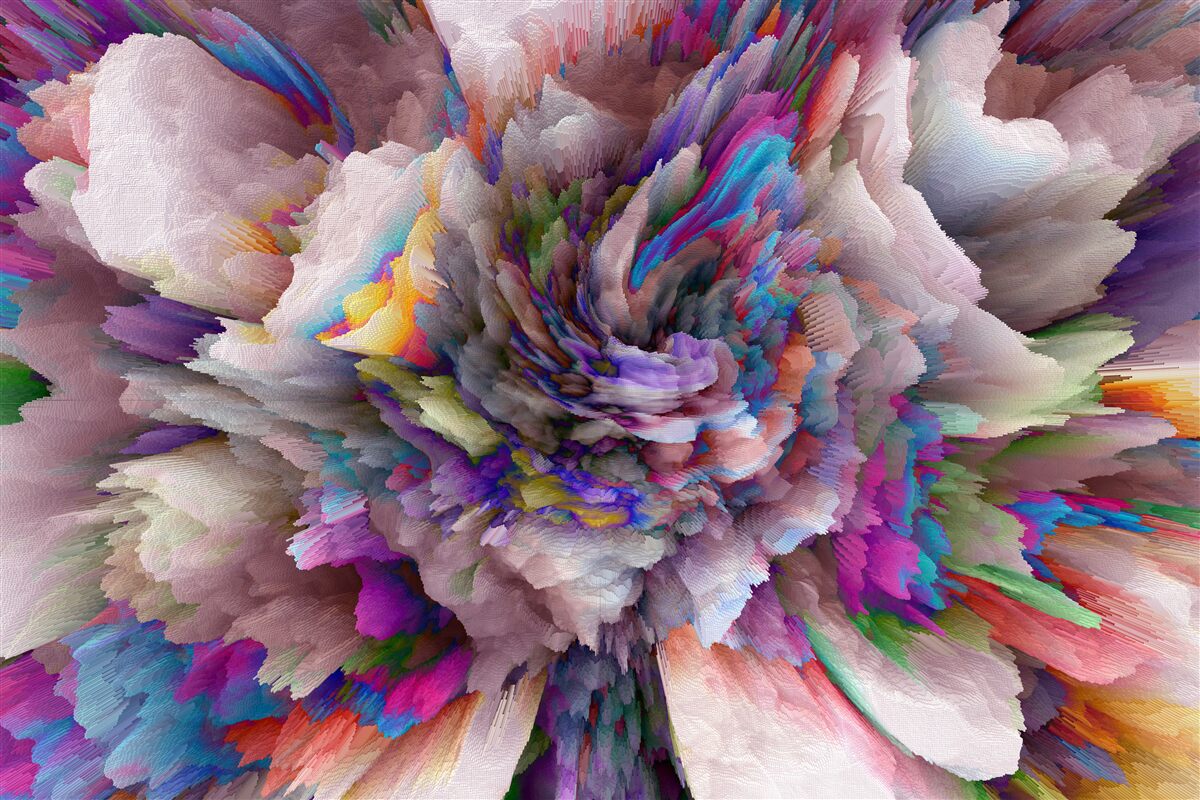 Фотошпалери квітка з райдужними абстрактними відтінками