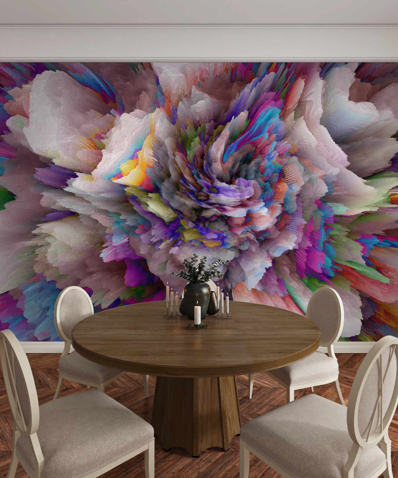 Фотошпалери квітка з райдужними абстрактними відтінками