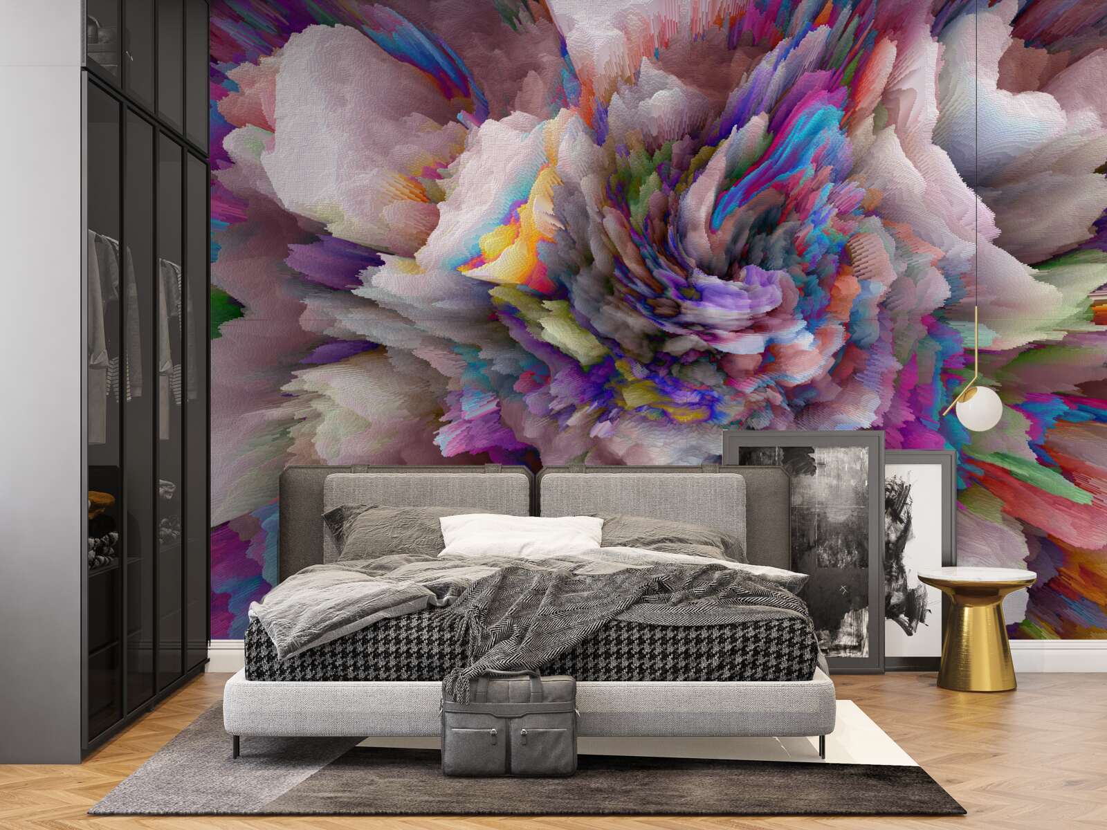 Фотошпалери квітка з райдужними абстрактними відтінками