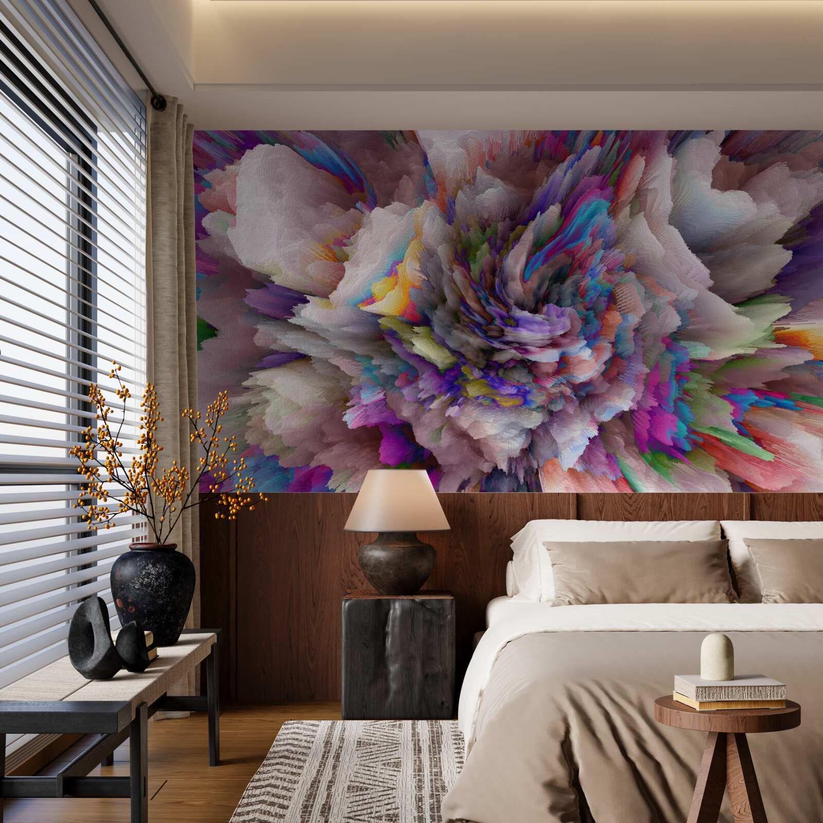 Фотошпалери квітка з райдужними абстрактними відтінками