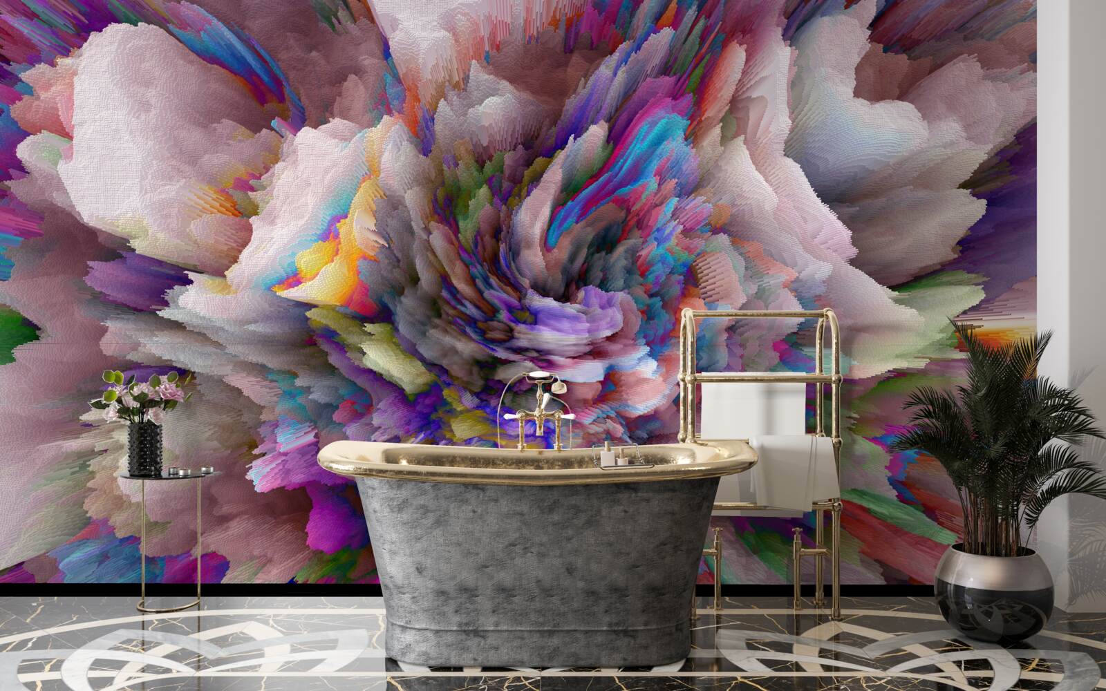 Фотошпалери квітка з райдужними абстрактними відтінками