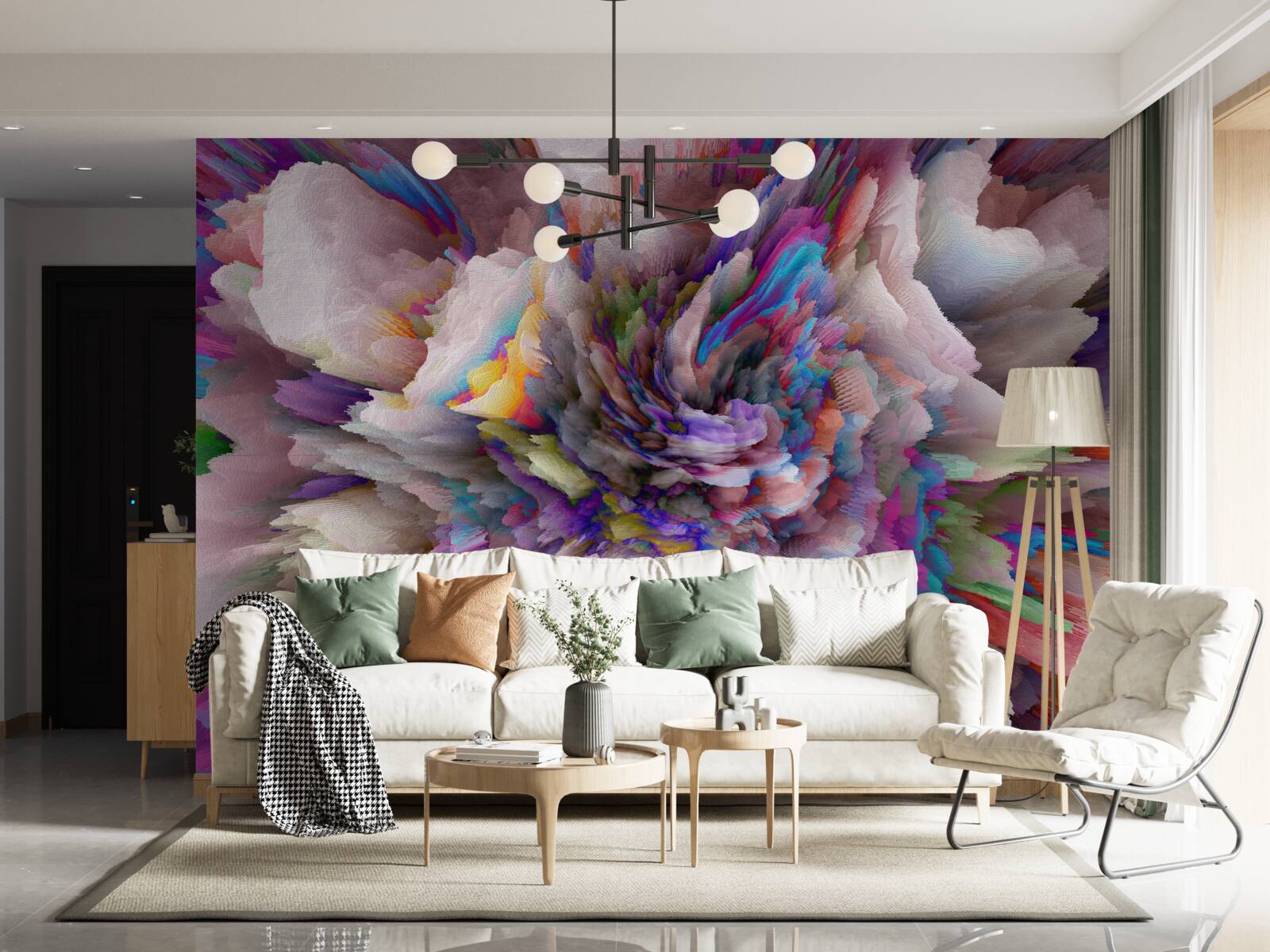 Фотошпалери квітка з райдужними абстрактними відтінками