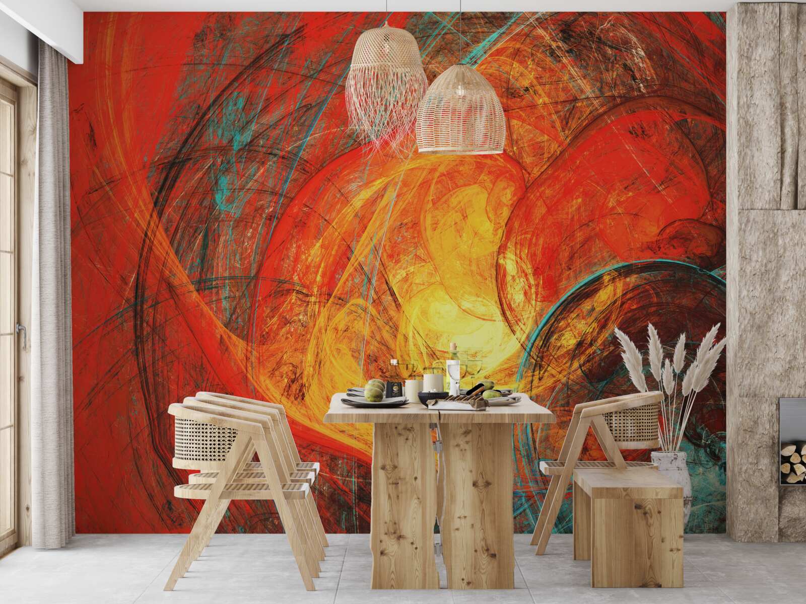 Фотошпалери золотий центр прикрашений фракталами насичених кольорів