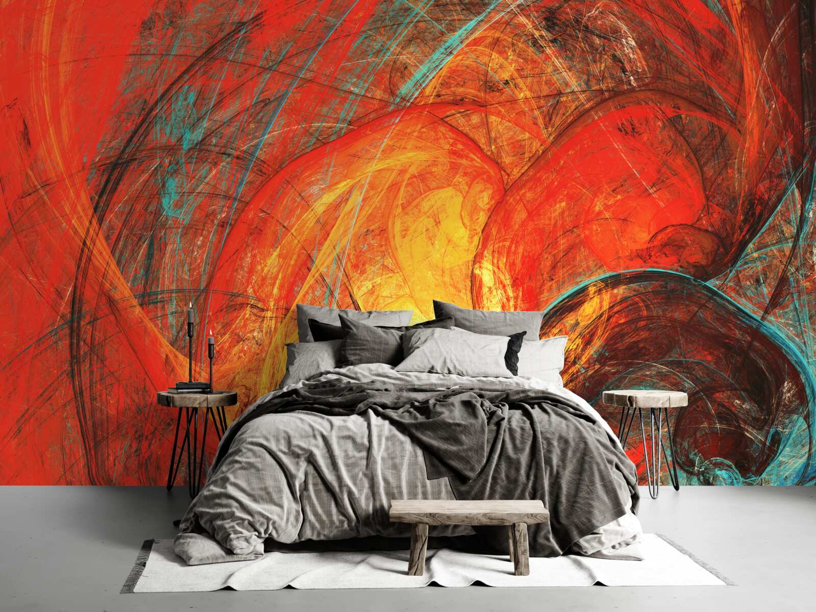 Фотошпалери золотий центр прикрашений фракталами насичених кольорів