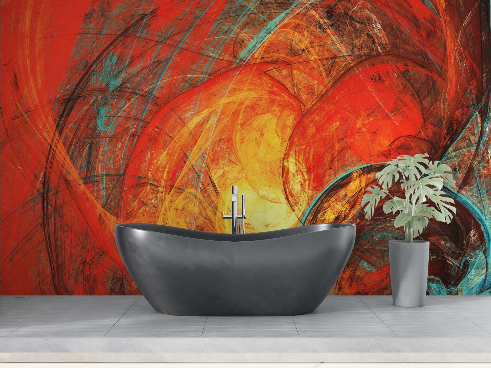 Фотошпалери золотий центр прикрашений фракталами насичених кольорів