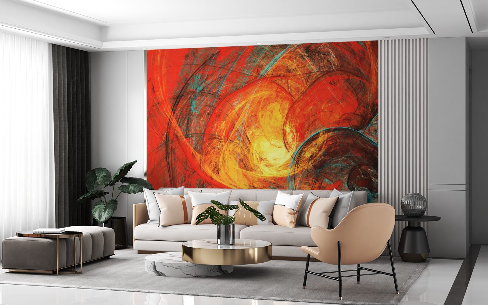 Фотошпалери золотий центр прикрашений фракталами насичених кольорів