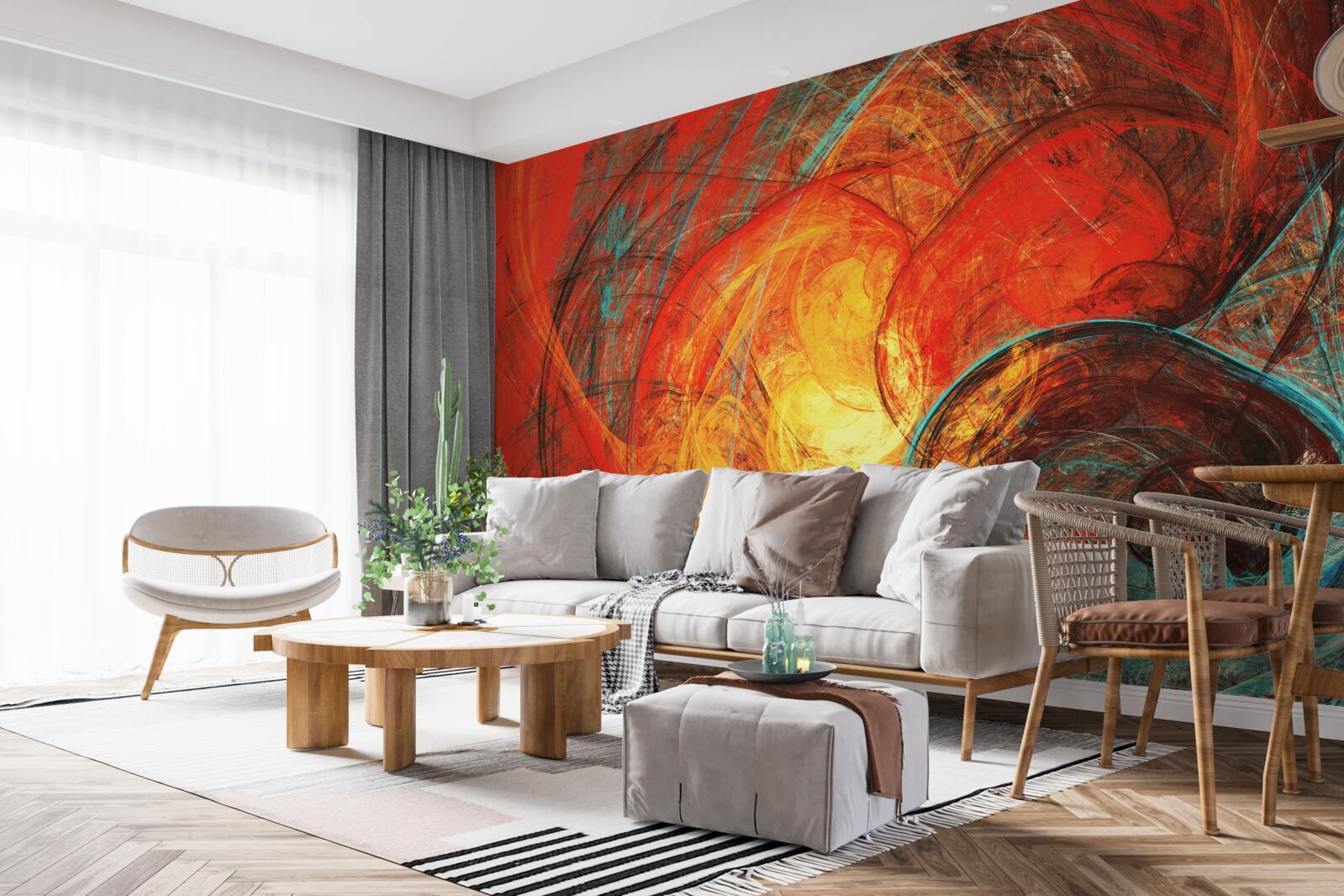 Фотошпалери золотий центр прикрашений фракталами насичених кольорів