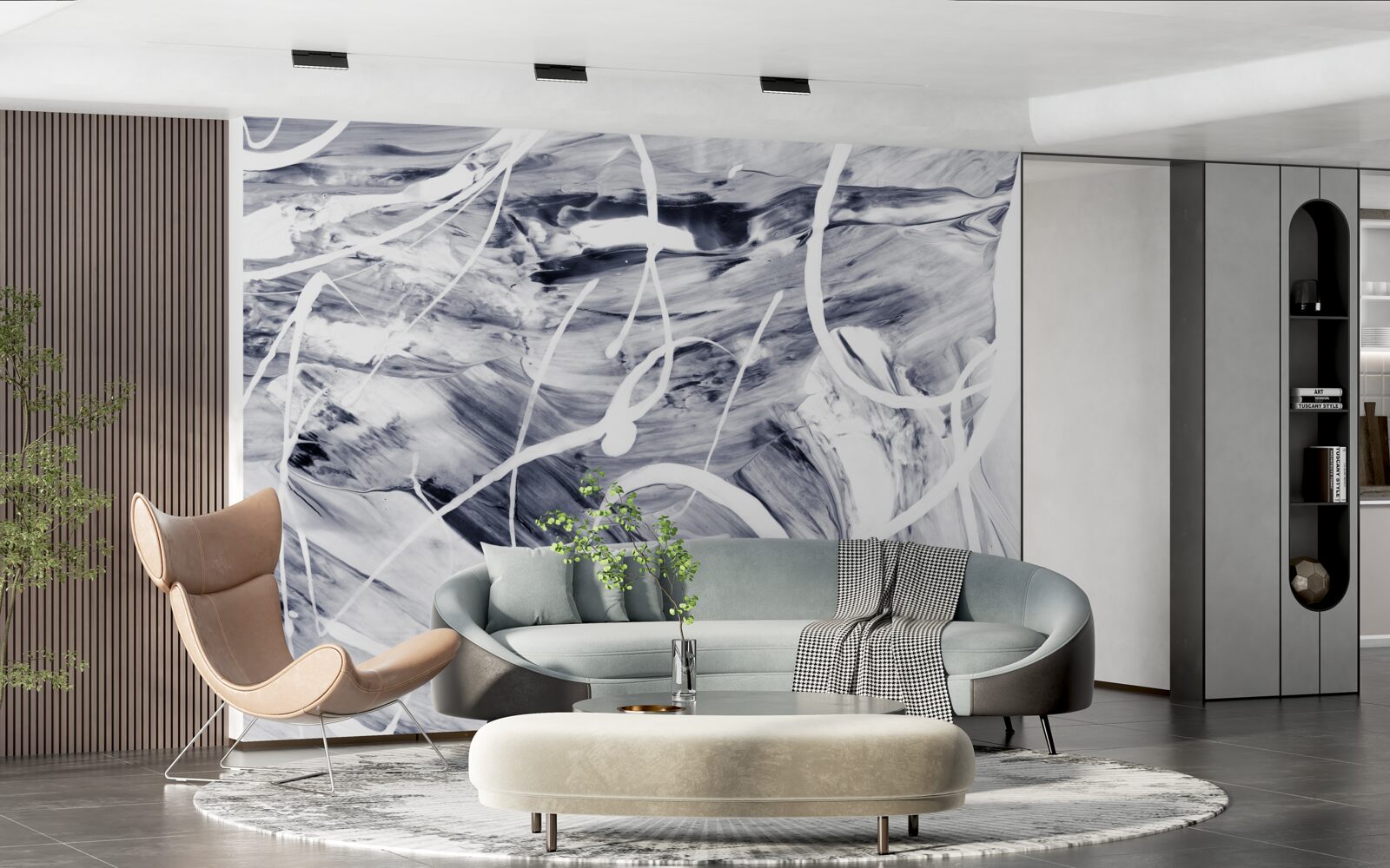 Фотошпалери мазки білою фарбою на чорному тлі