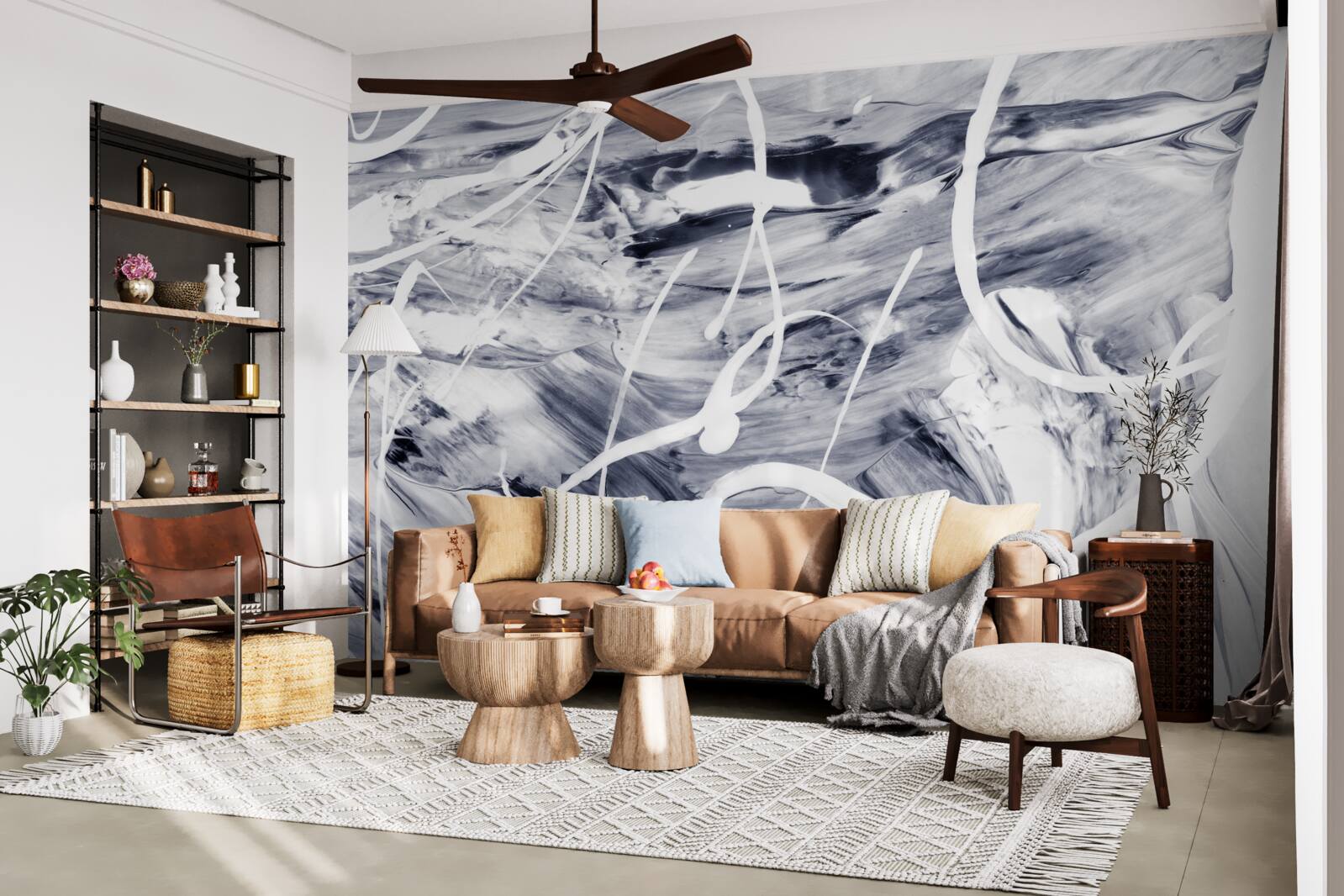 Фотошпалери мазки білою фарбою на чорному тлі