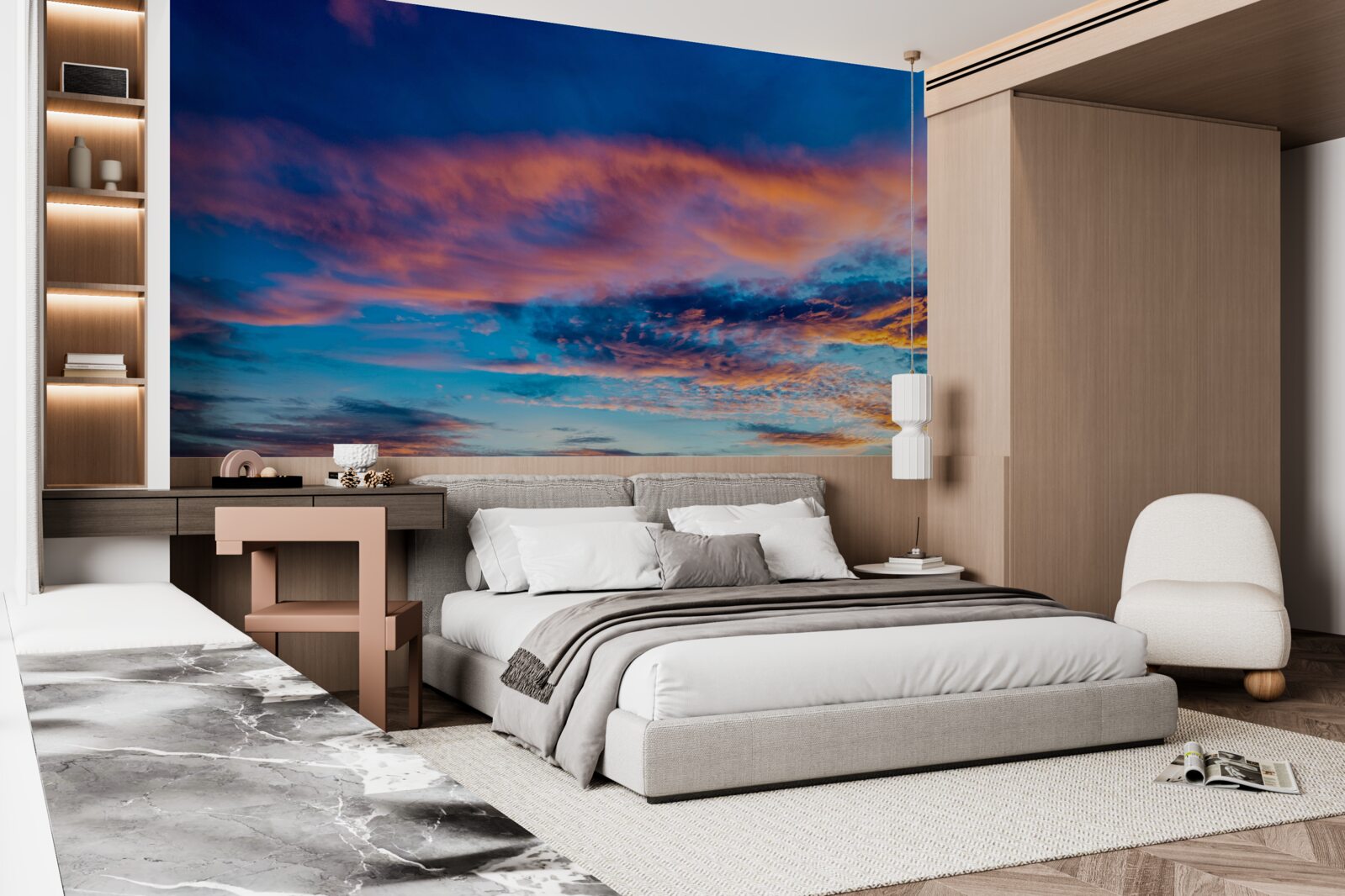 Фотошпалери хмари на заході сонця, які підкидає вітер