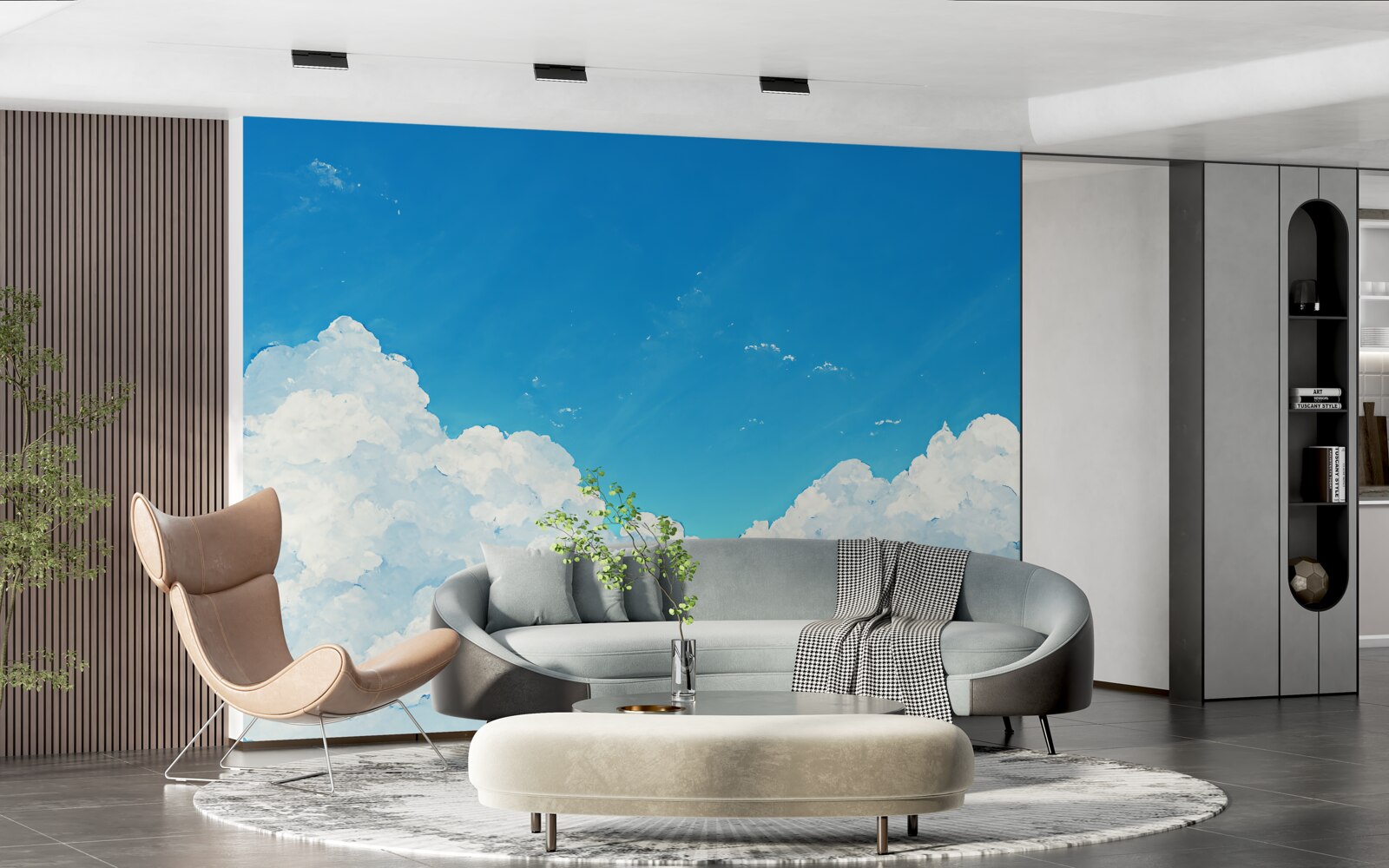 Фотошпалери блакитне небо і білосніжні хмари