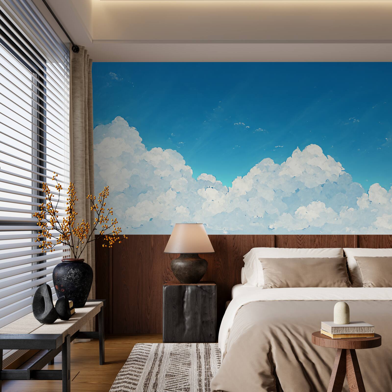 Фотошпалери блакитне небо і білосніжні хмари