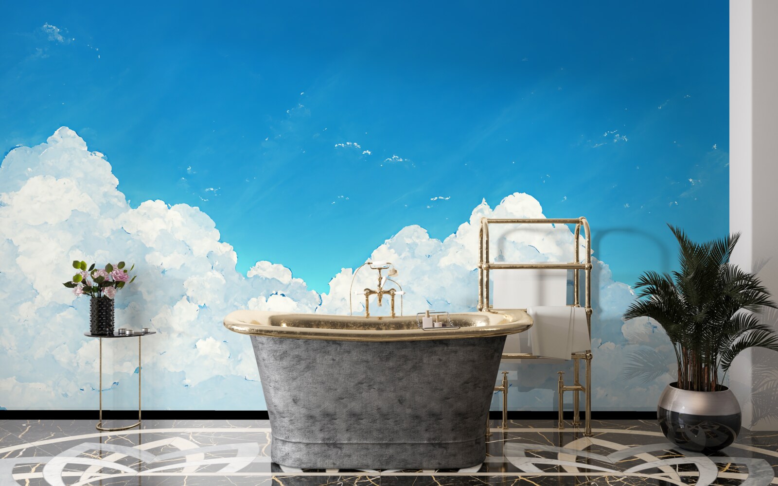 Фотошпалери блакитне небо і білосніжні хмари