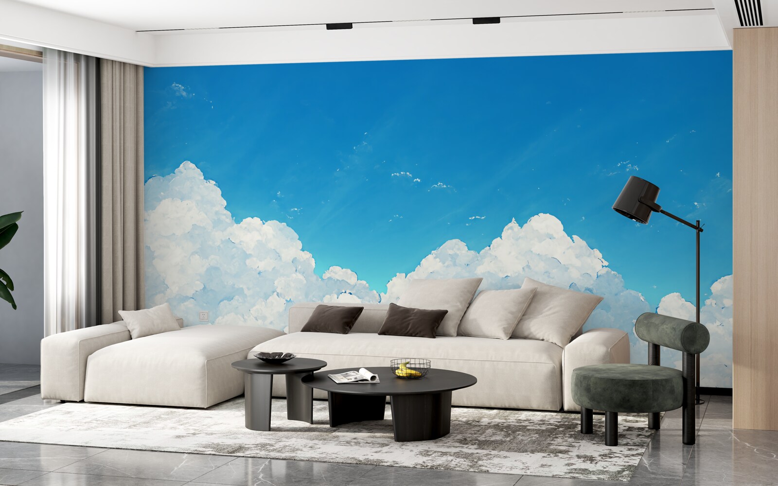 Фотошпалери блакитне небо і білосніжні хмари