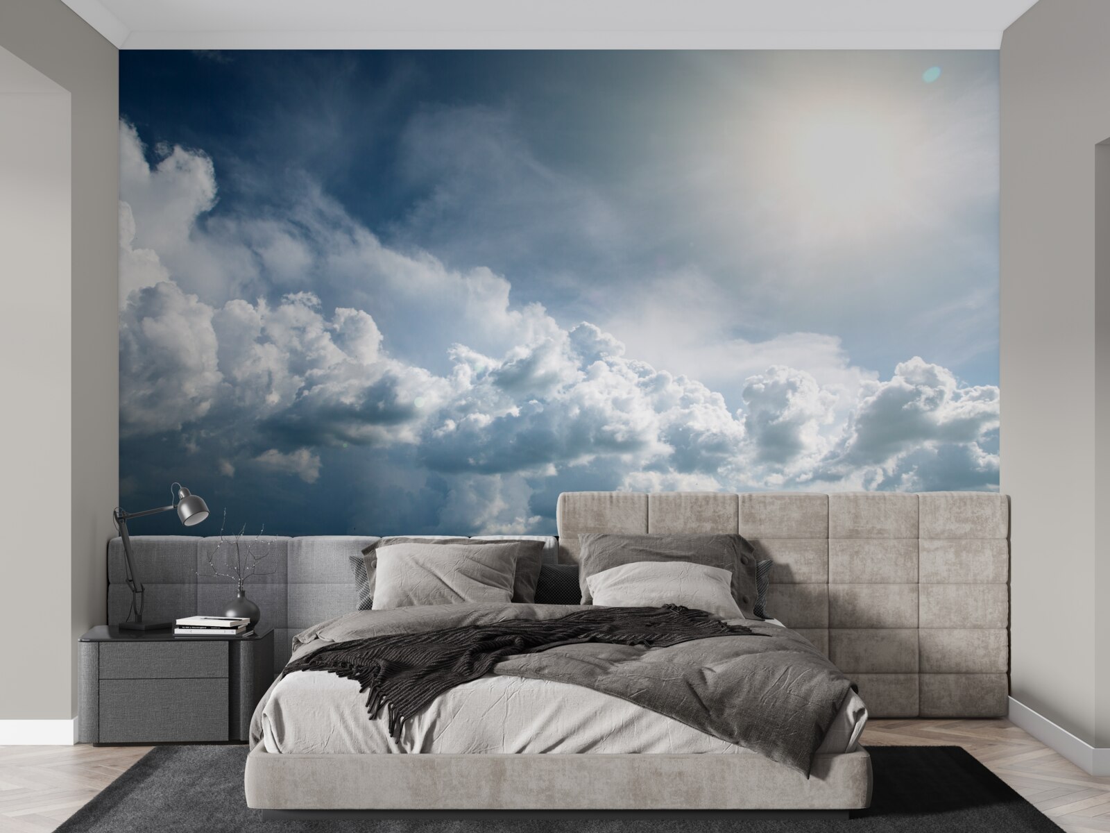 Фотошпалери інтенсивне світло серед грозових хмар