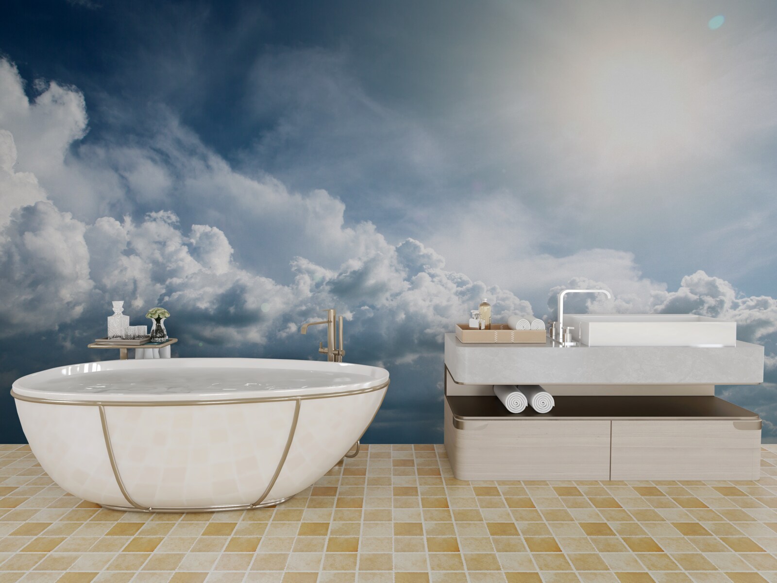 Фотошпалери інтенсивне світло серед грозових хмар