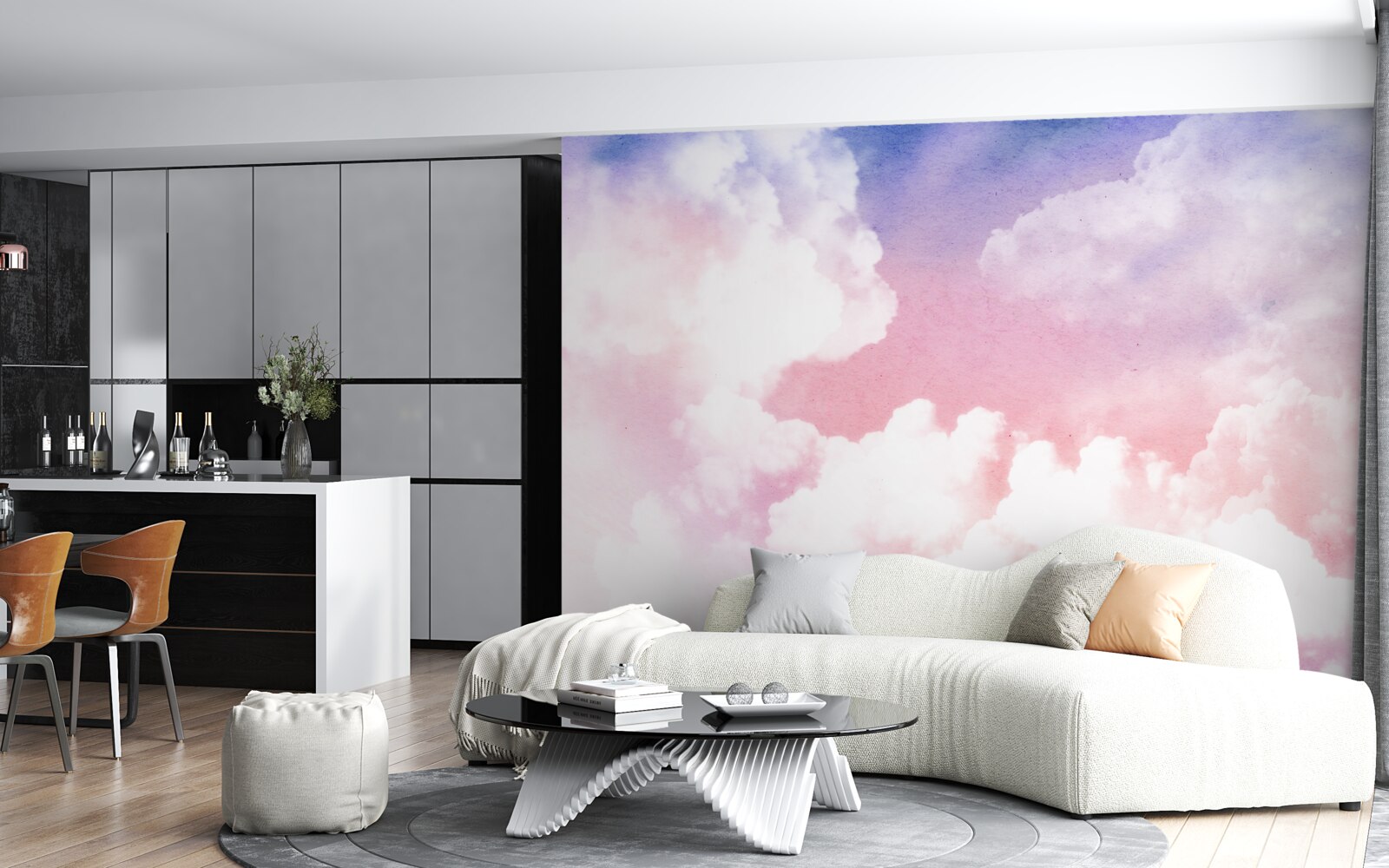 Фотошпалери рожеві західні хмари