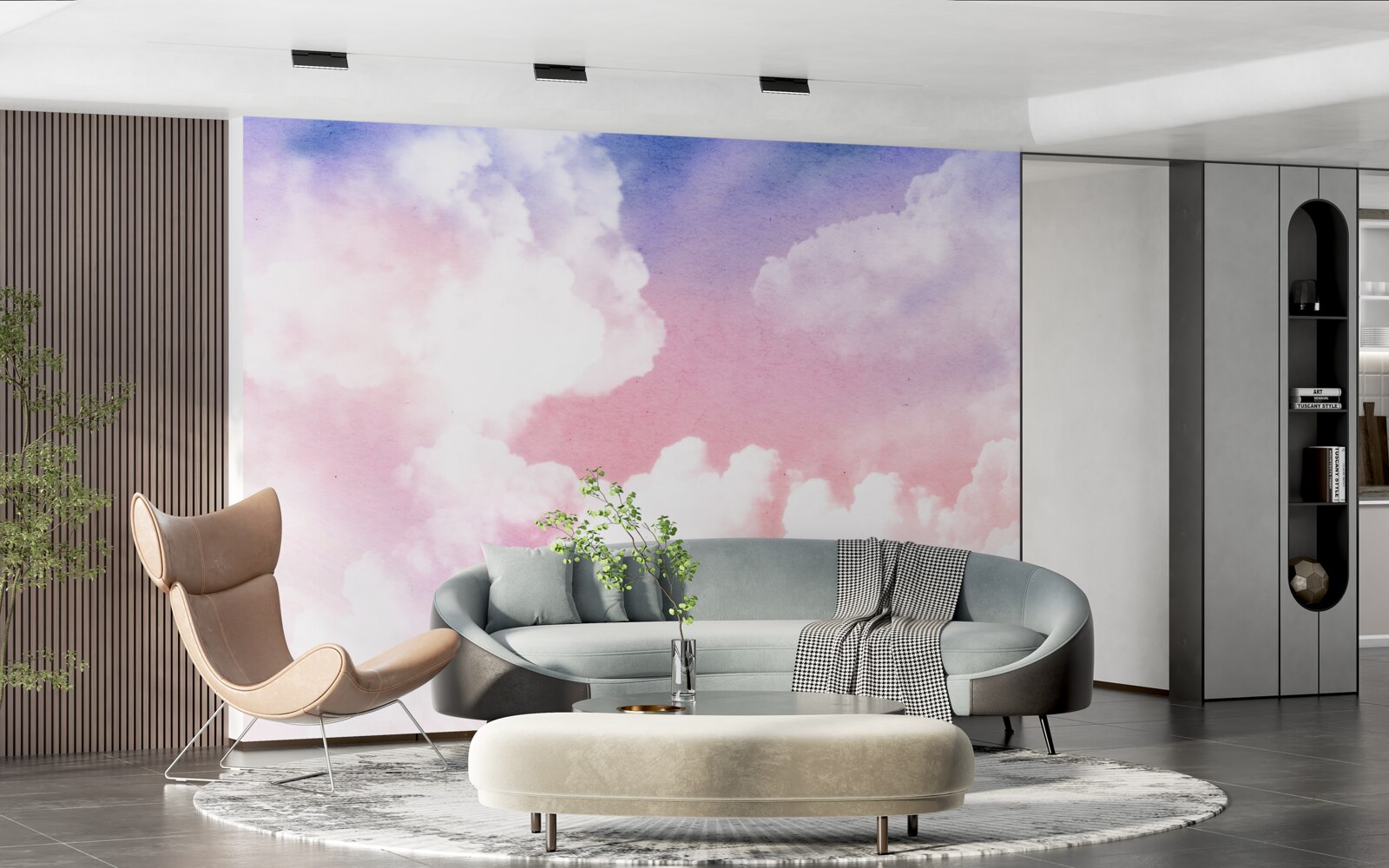 Фотошпалери рожеві західні хмари