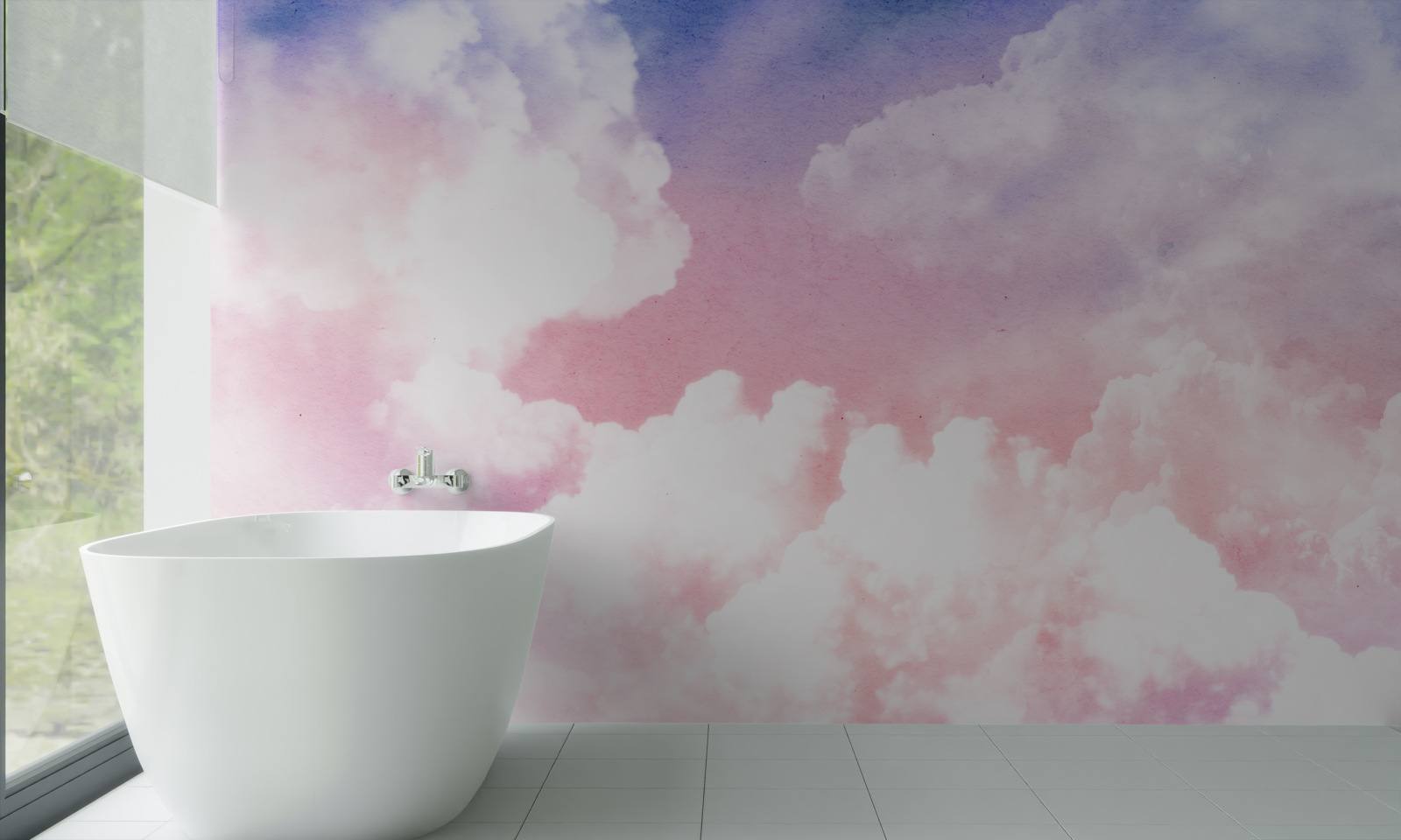 Фотошпалери рожеві західні хмари