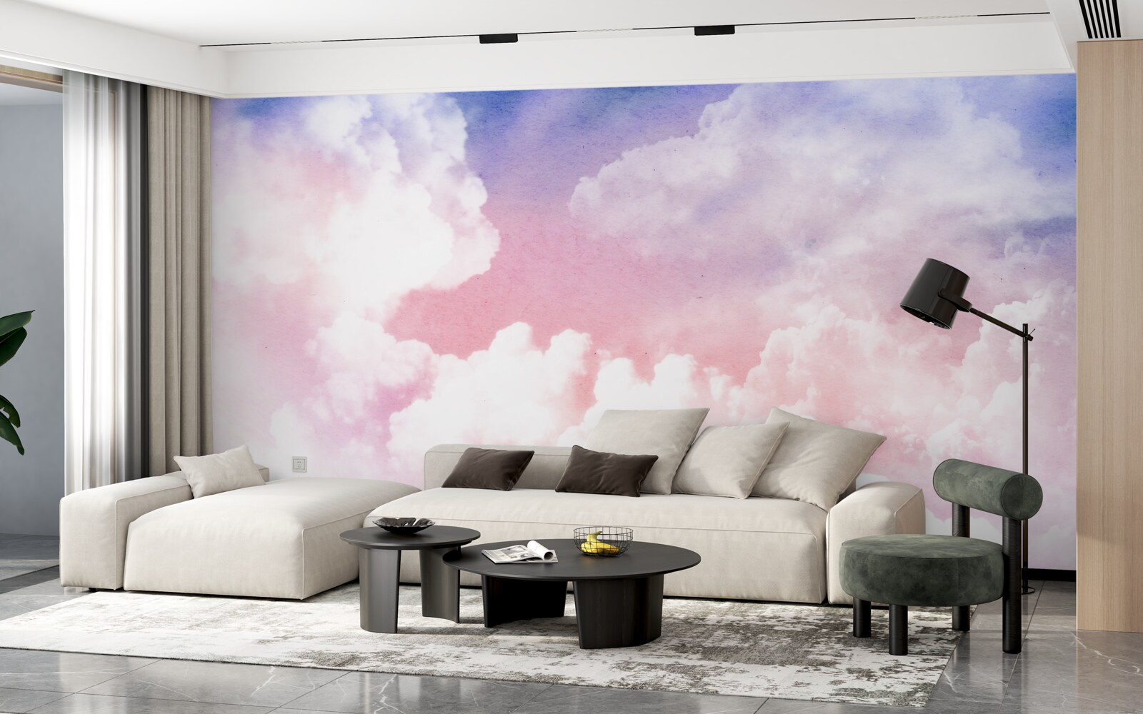 Фотошпалери рожеві західні хмари