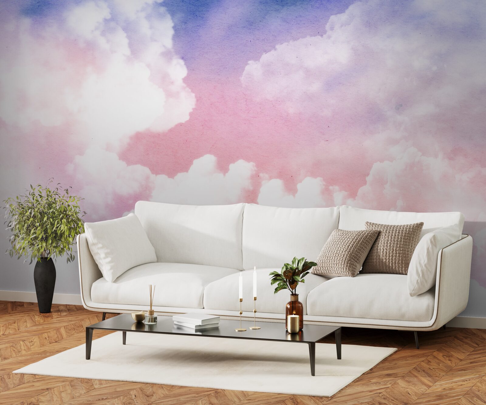 Фотошпалери рожеві західні хмари