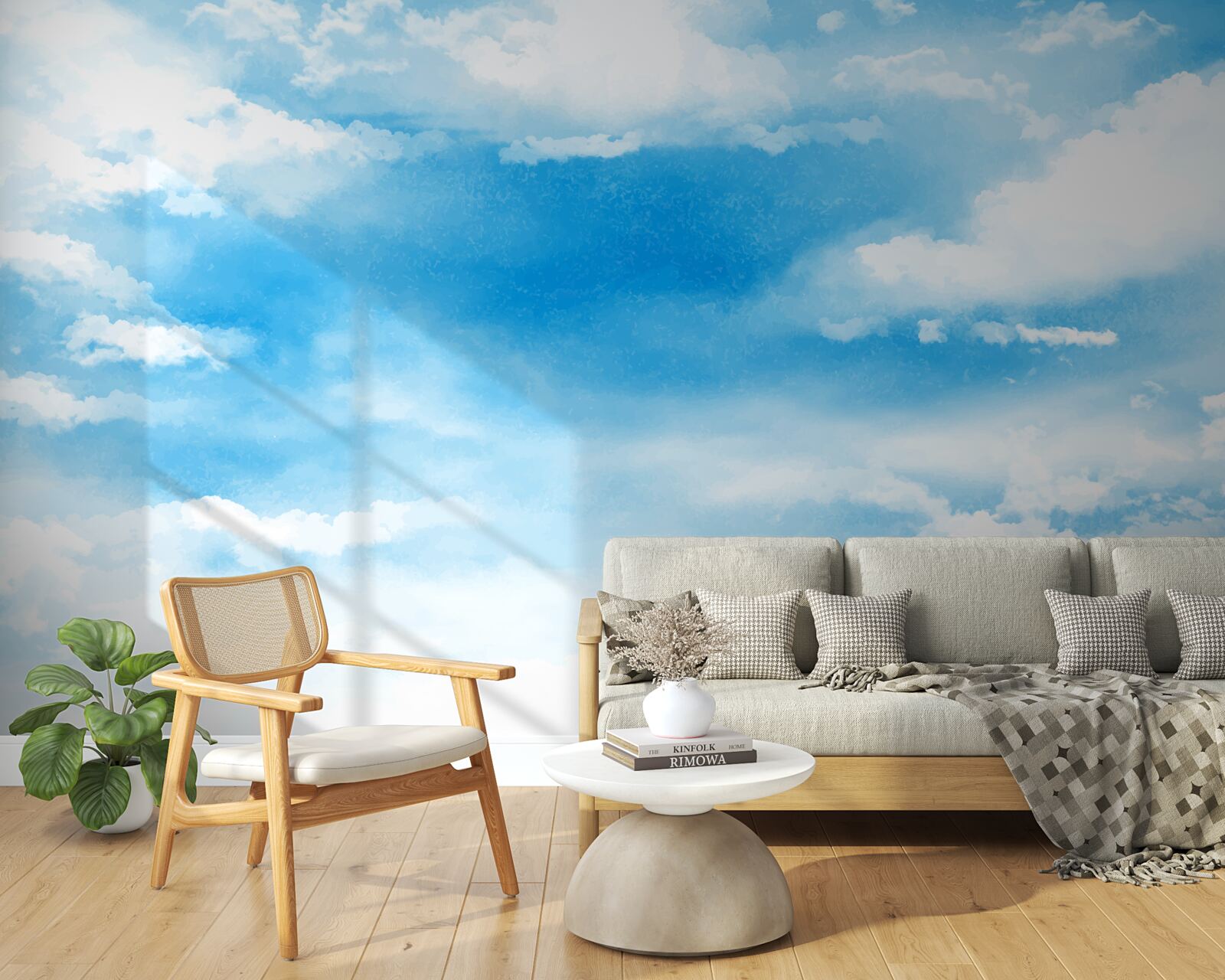 Фотошпалери блакитне небо прикрашають білі хмаринки