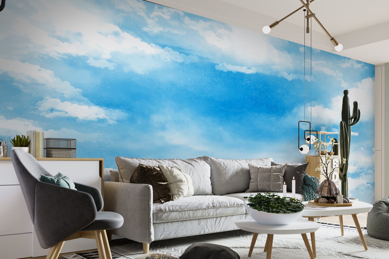 Фотошпалери блакитне небо прикрашають білі хмаринки