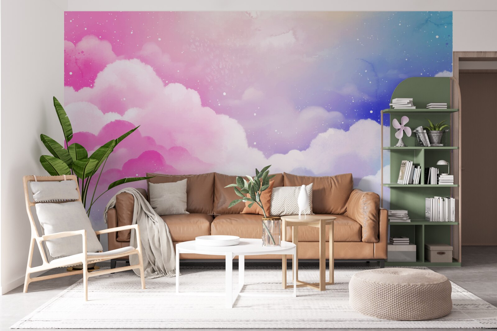 Фотошпалери небо яскраво-рожеве та блакитне в абстрактному стилі