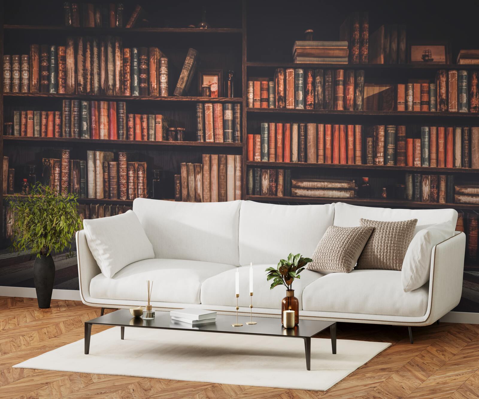 Фотошпалери книжки, нагромаджені на полицях