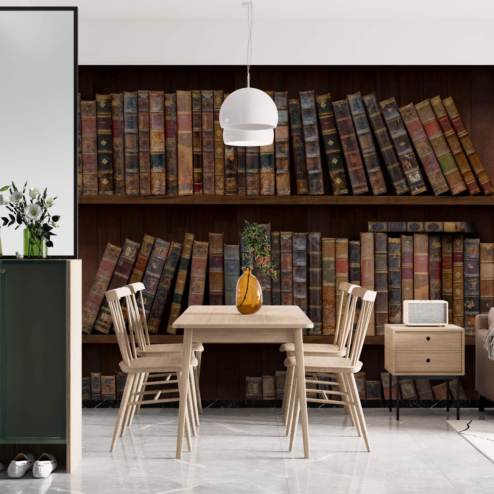 Фотошпалери антикварні томи на шафах