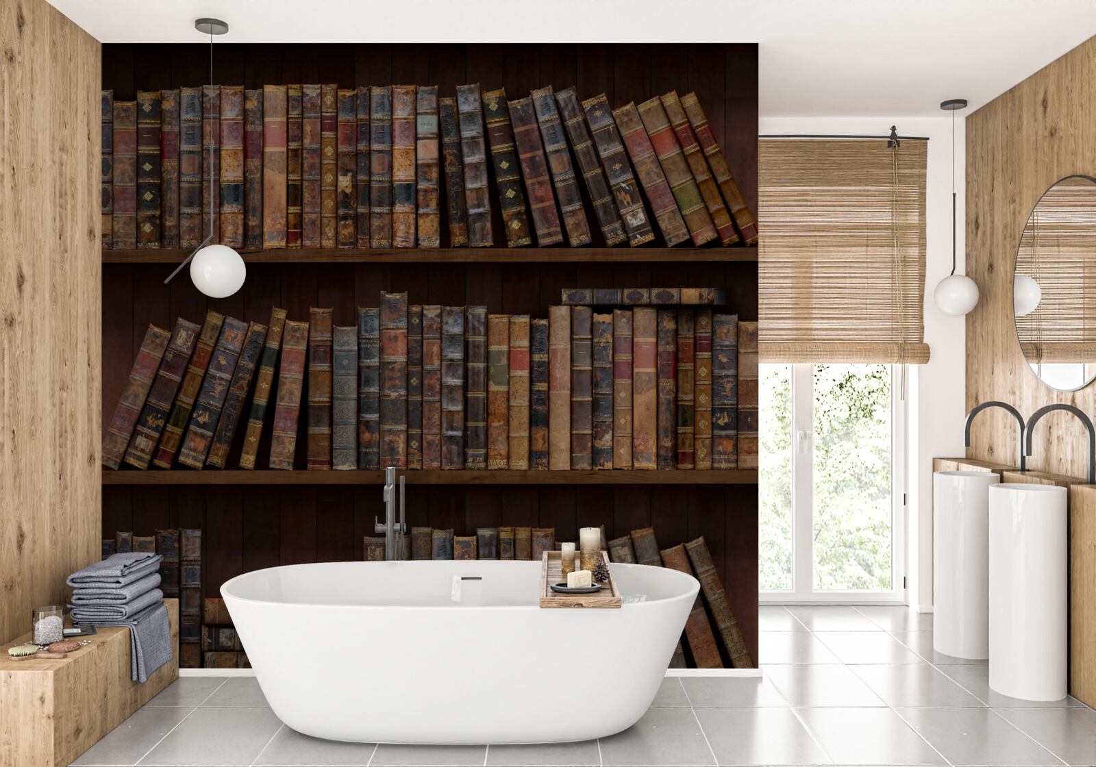Фотошпалери антикварні томи на шафах