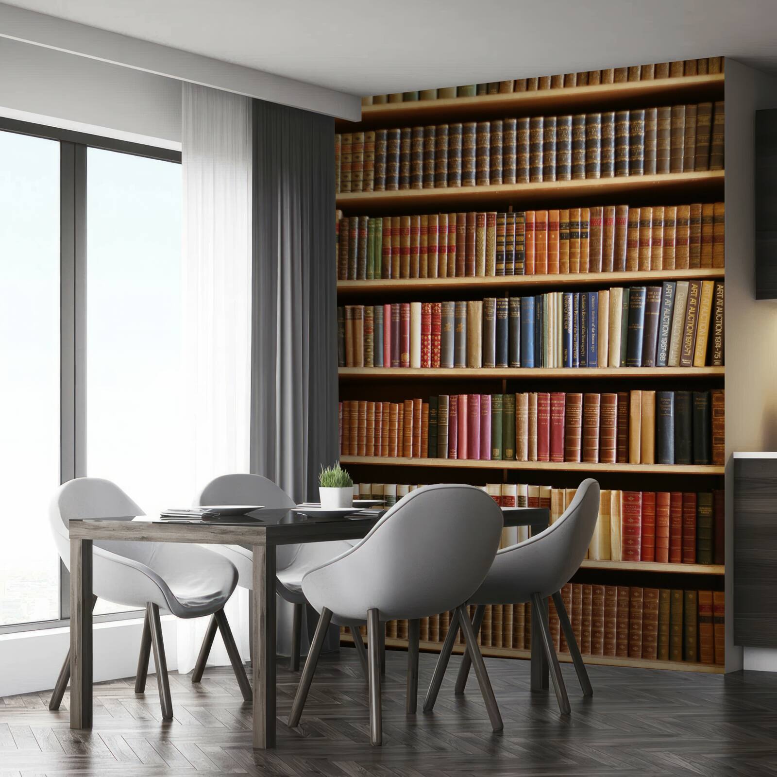 Фотошпалери на полицях багато книг