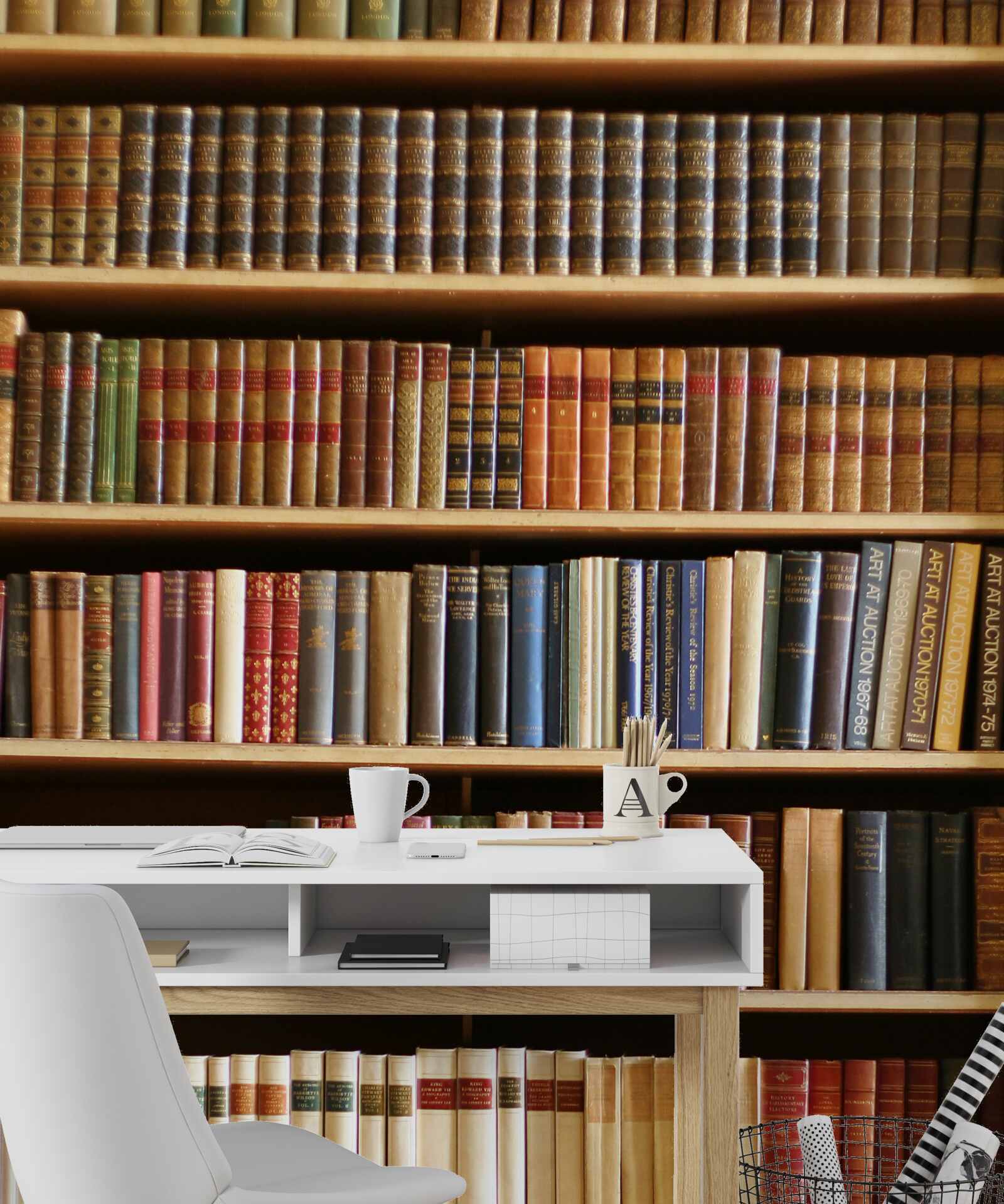 Фотошпалери на полицях багато книг