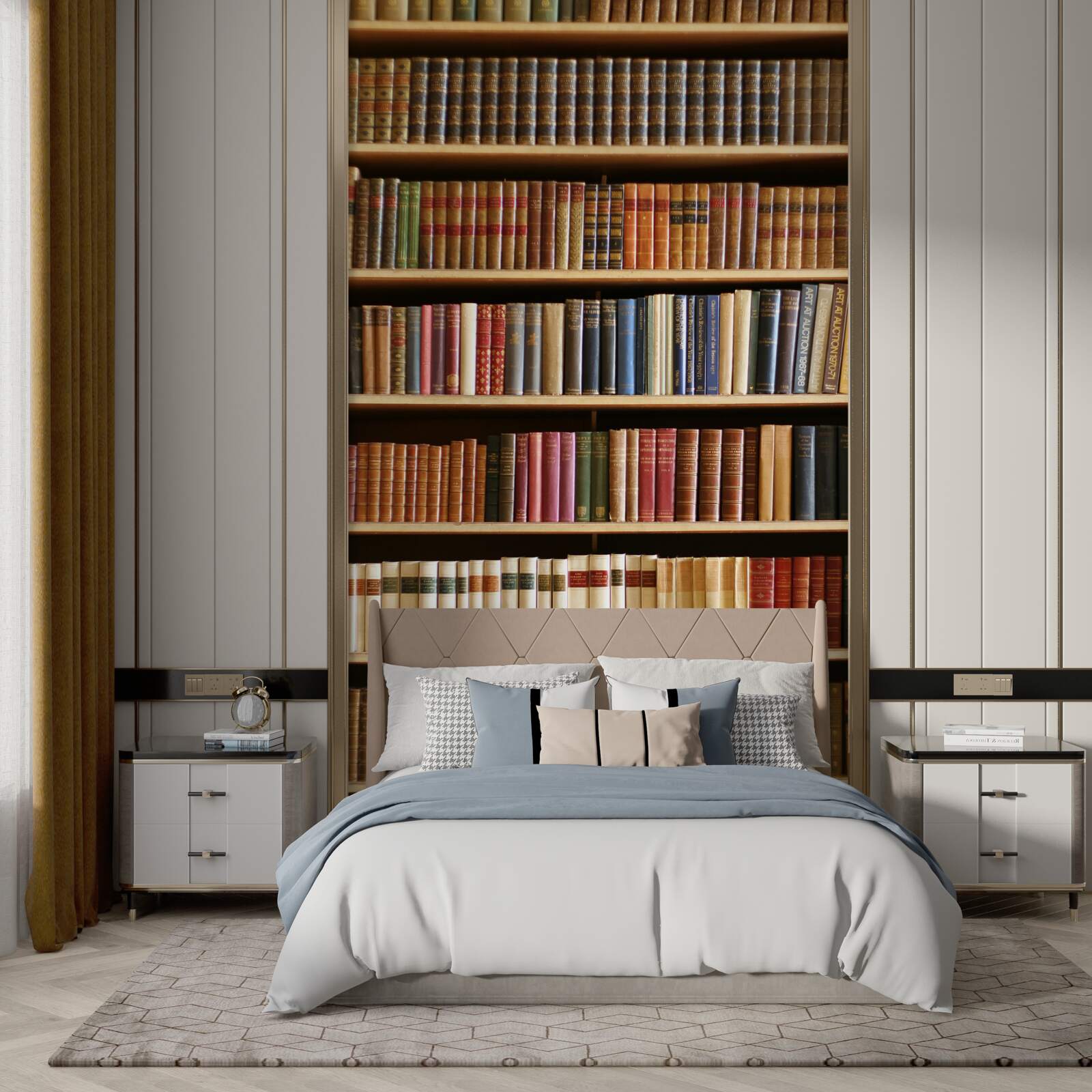 Фотошпалери на полицях багато книг