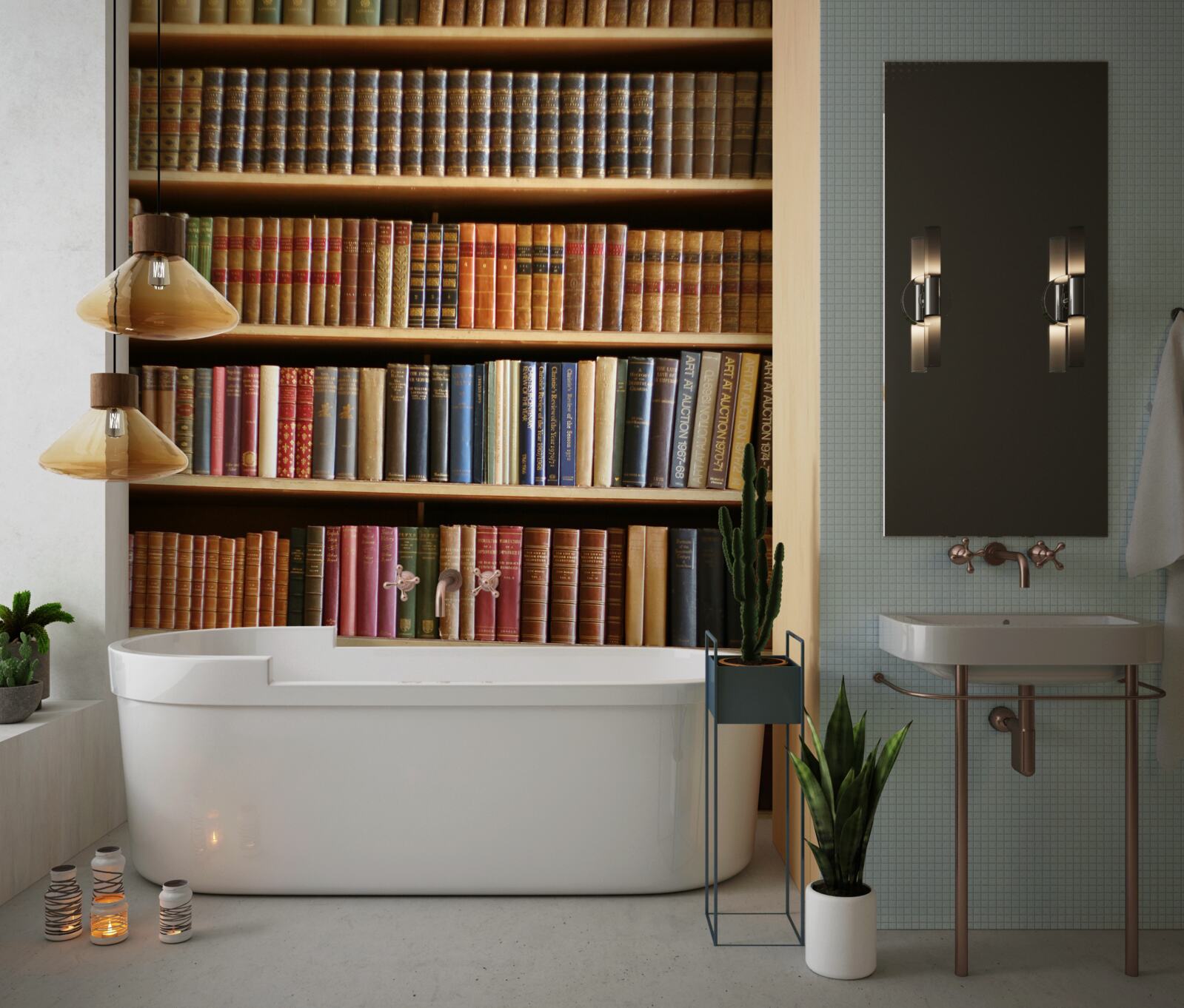 Фотошпалери на полицях багато книг