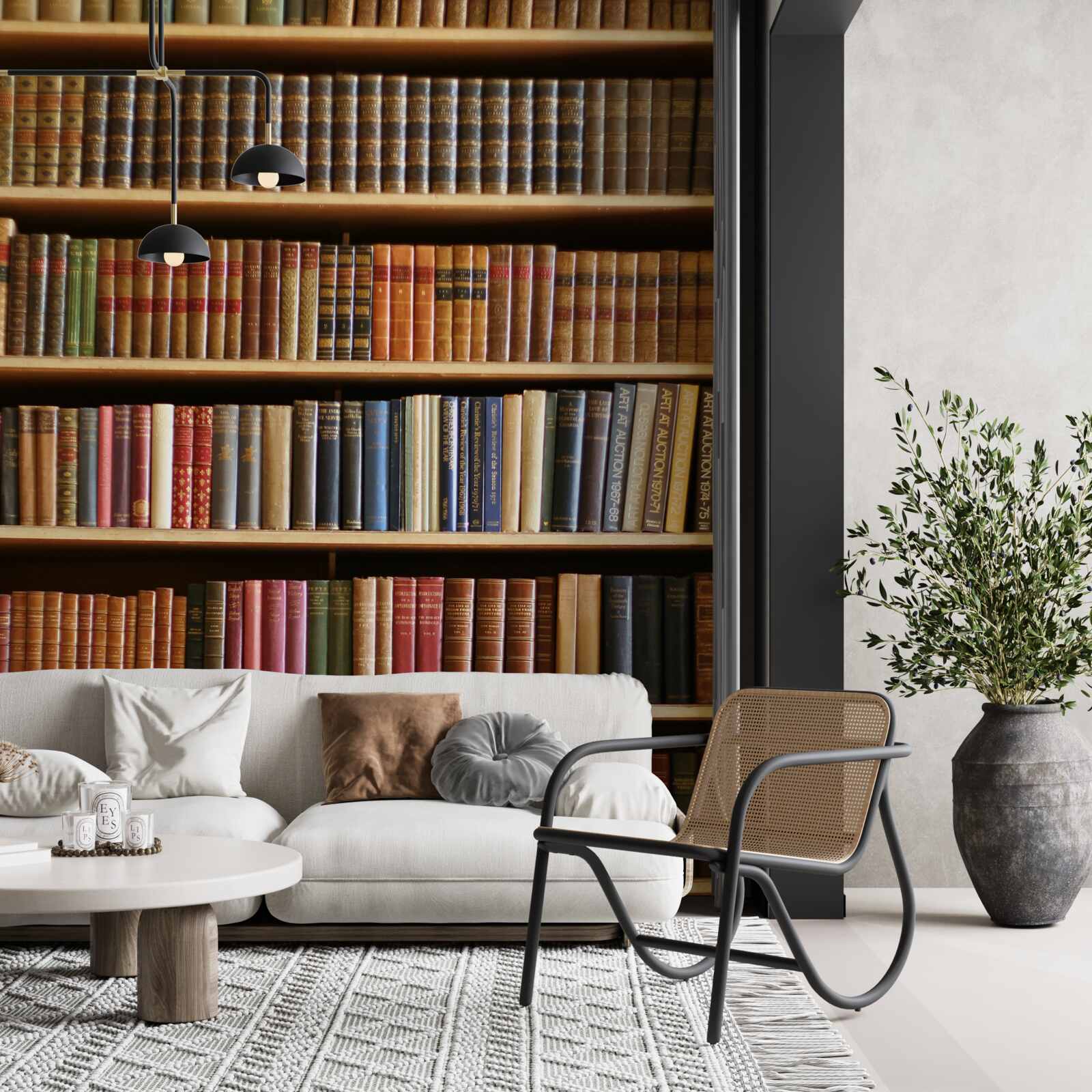 Фотошпалери на полицях багато книг