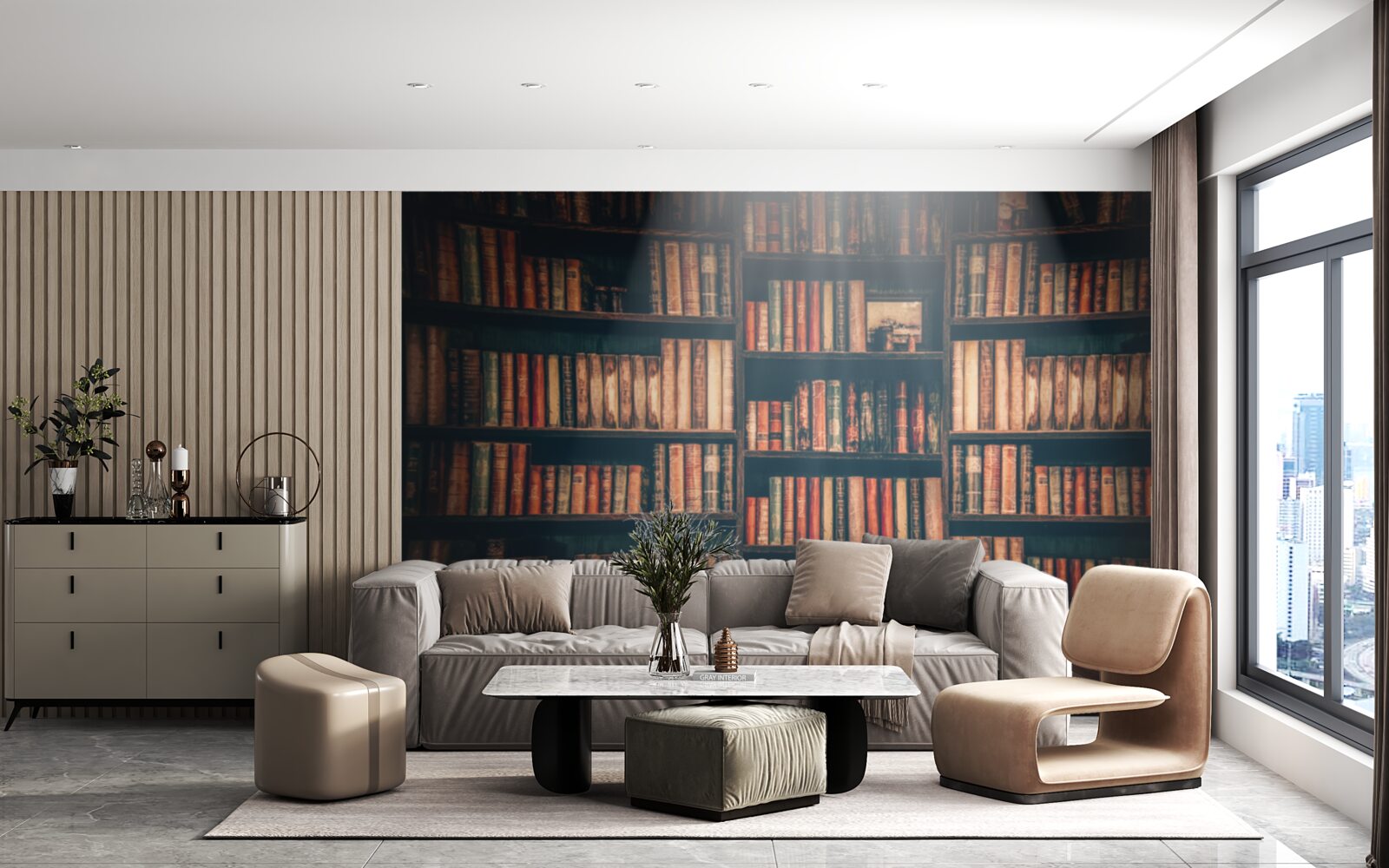 Фотошпалери промінь сонця, що проникає крізь книги