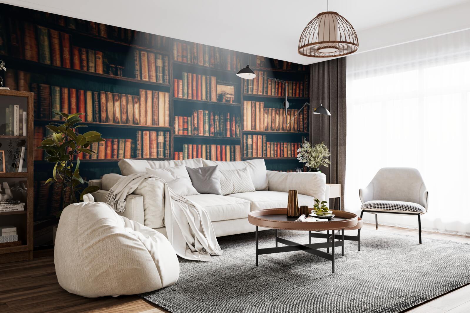 Фотошпалери промінь сонця, що проникає крізь книги