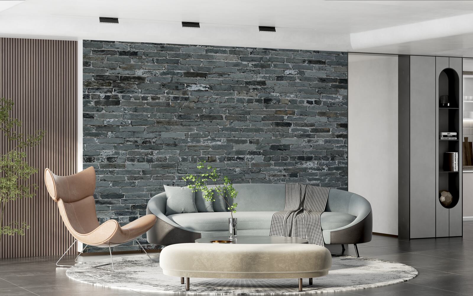 Фотошпалери Стіна з цегли має темно-сірий відтінок