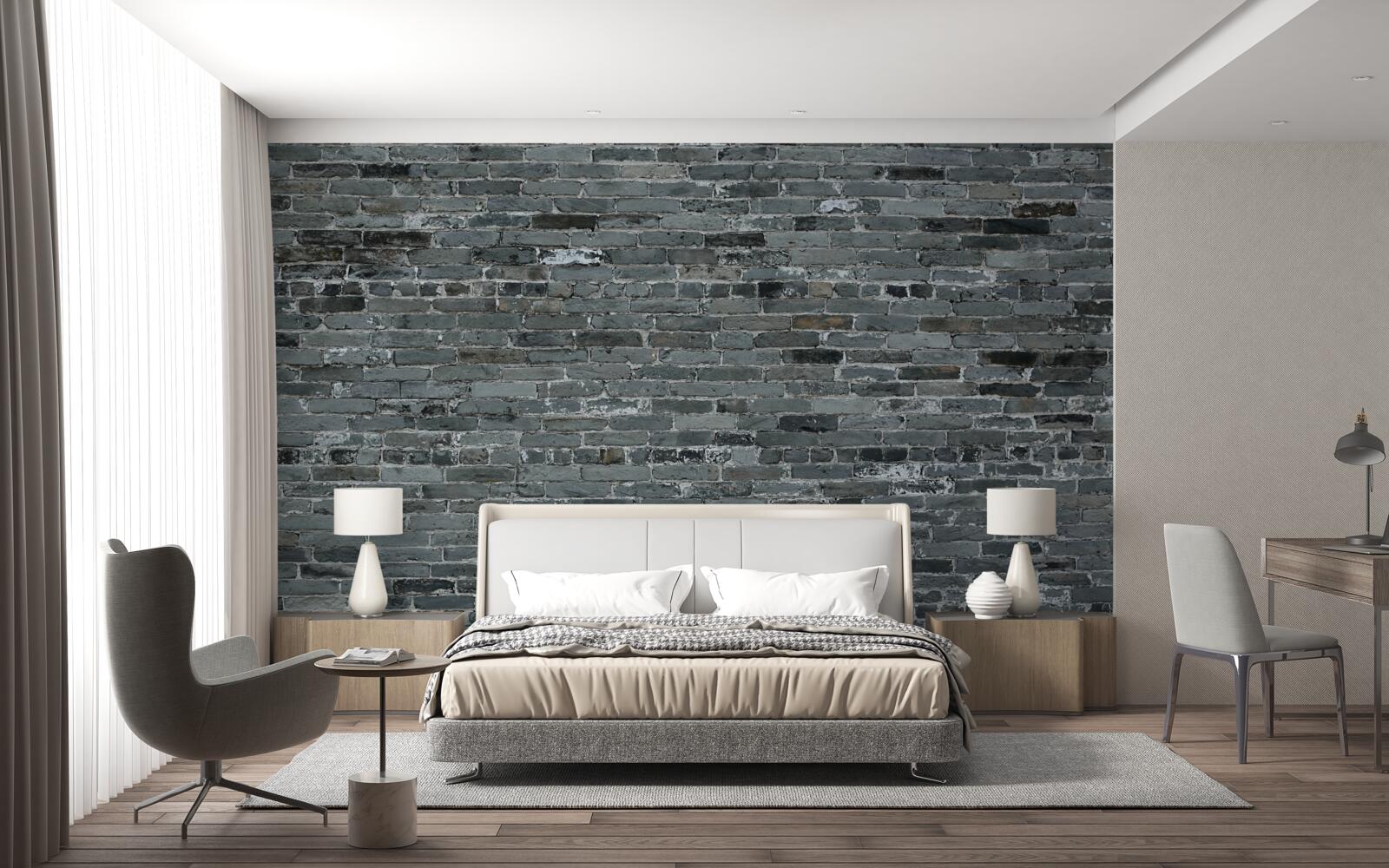 Фотошпалери Стіна з цегли має темно-сірий відтінок