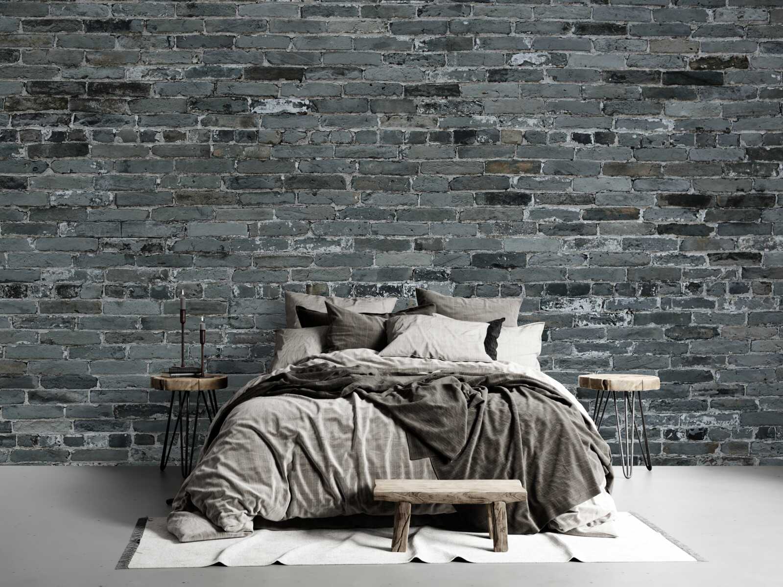 Фотошпалери Стіна з цегли має темно-сірий відтінок