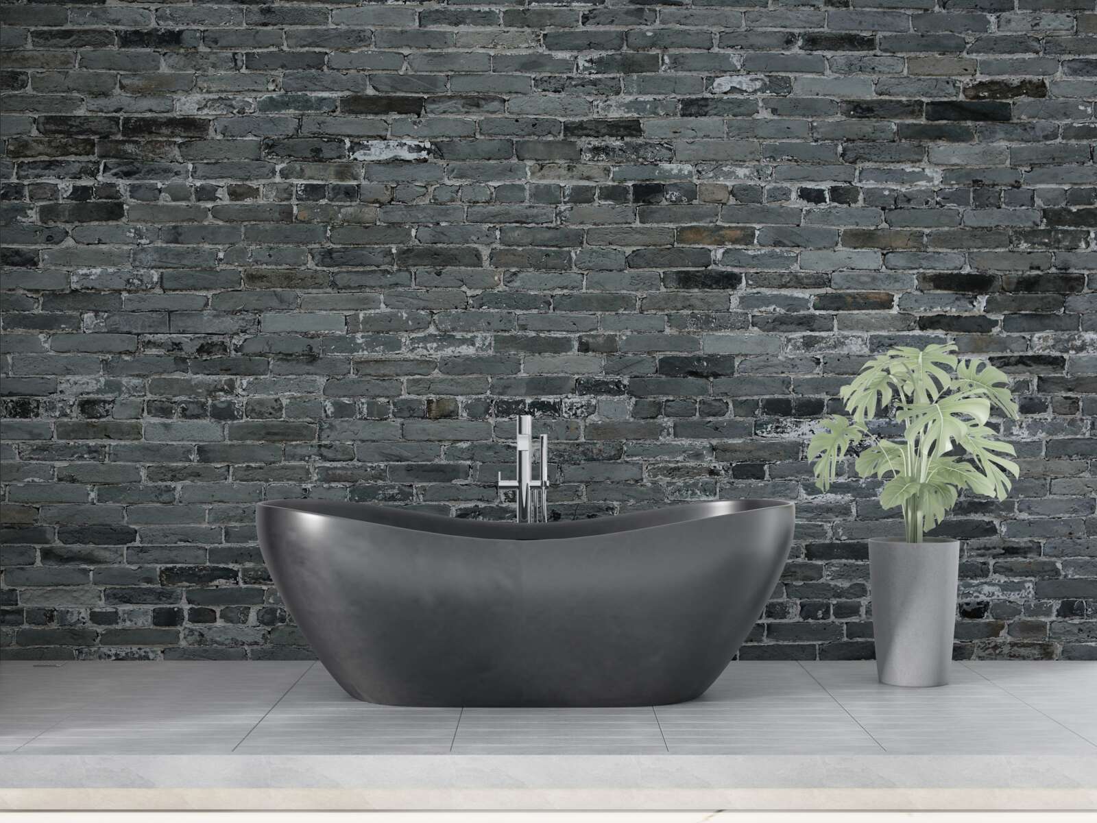 Фотошпалери Стіна з цегли має темно-сірий відтінок