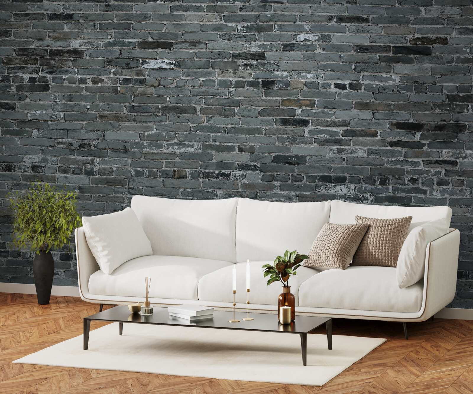 Фотошпалери Стіна з цегли має темно-сірий відтінок