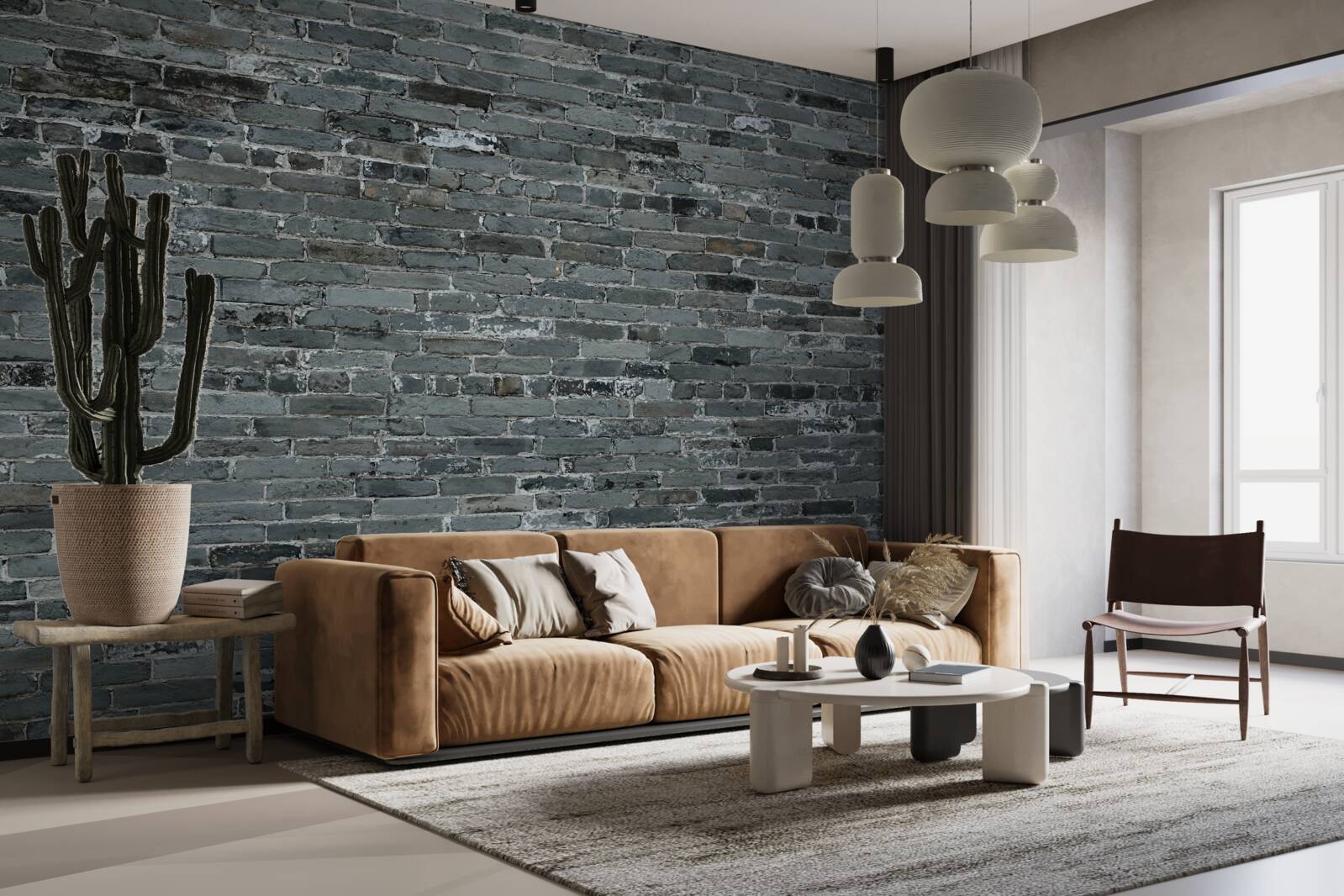 Фотошпалери Стіна з цегли має темно-сірий відтінок